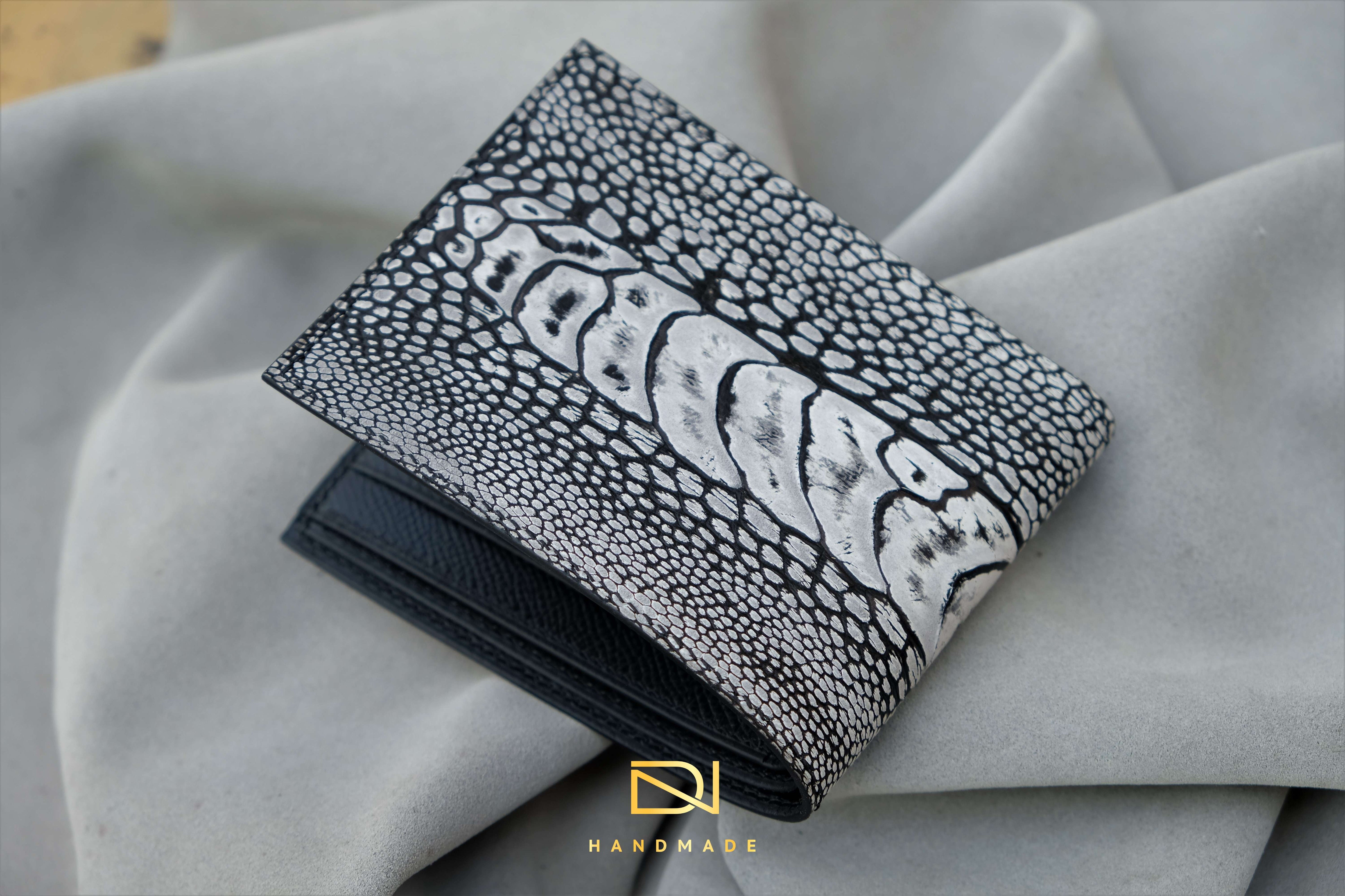 Made-to-Order Grey Nubuck Ostrich Leather Wallet