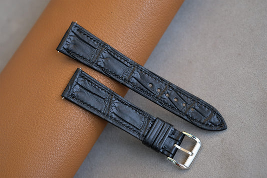 Black Alligator Leather Watch Strap