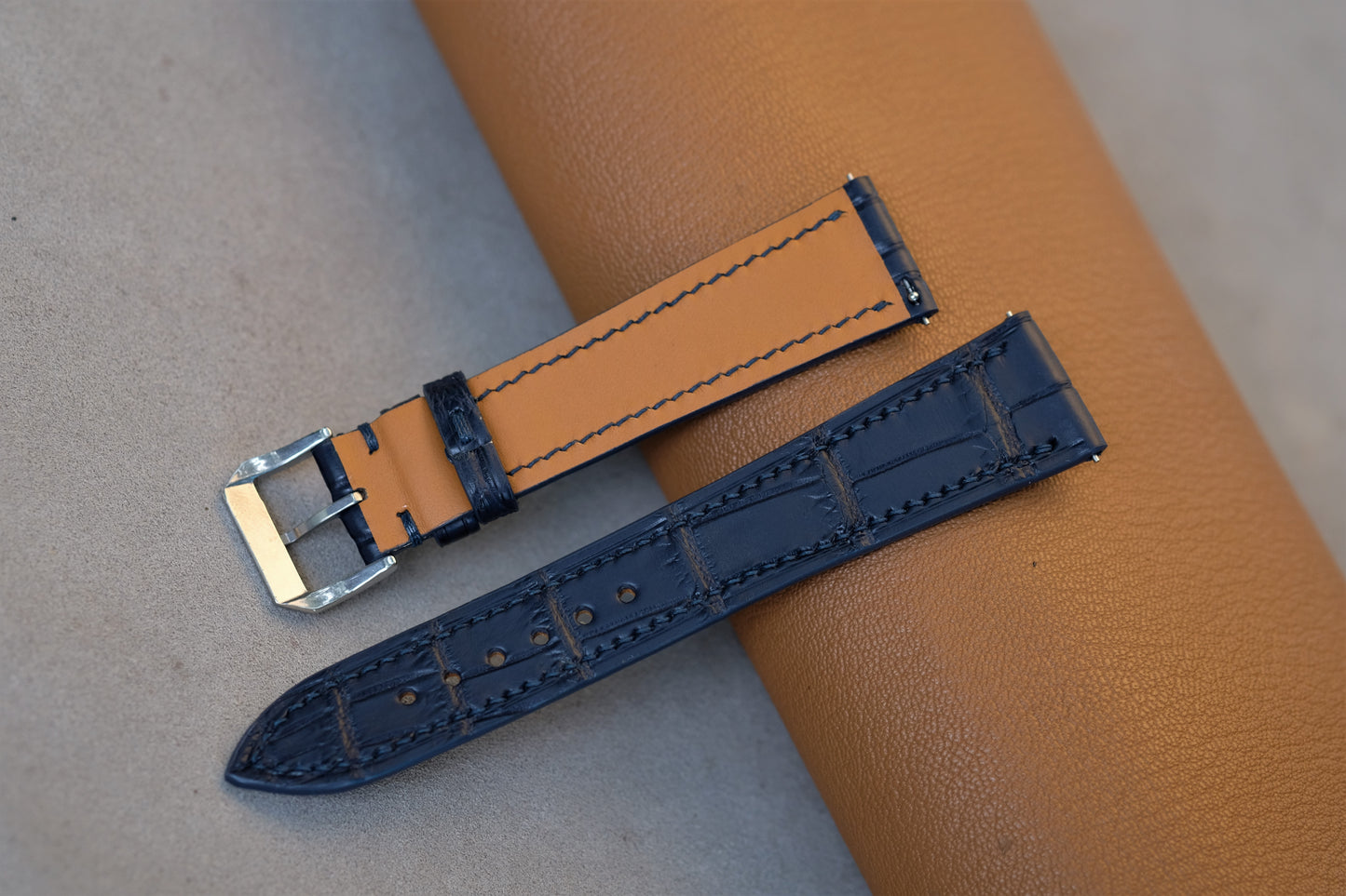 Dark Navy Alligator Leather Watch Strap