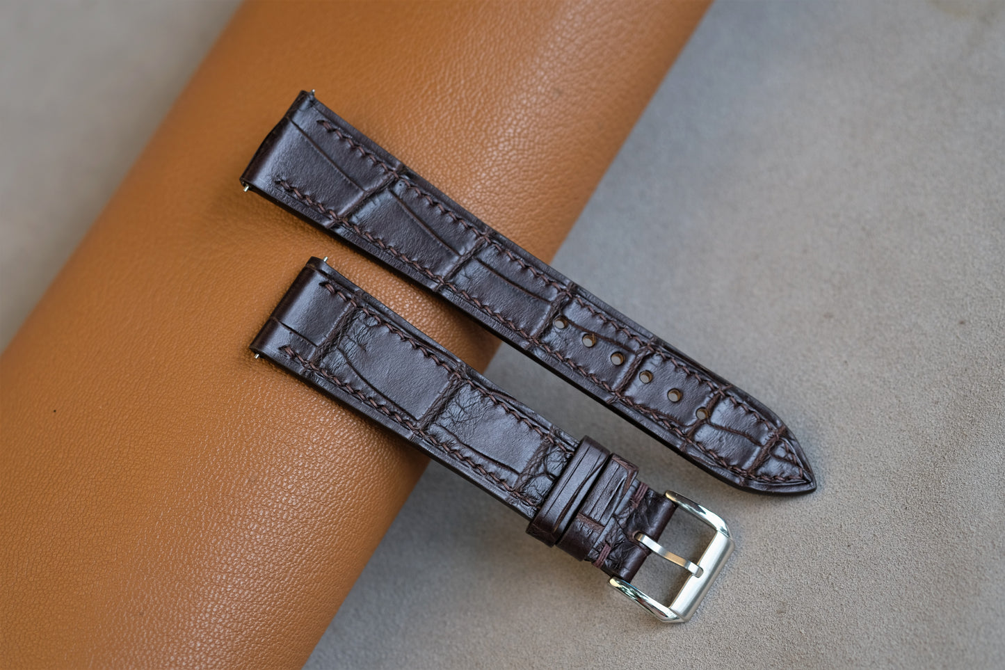 Chocolate Alligator Leather Watch Strap