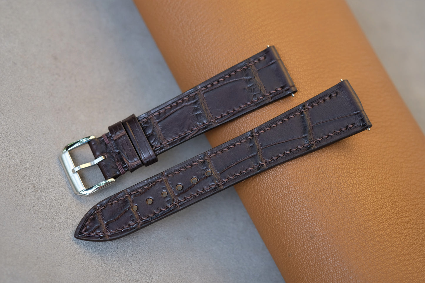 Chocolate Alligator Leather Watch Strap