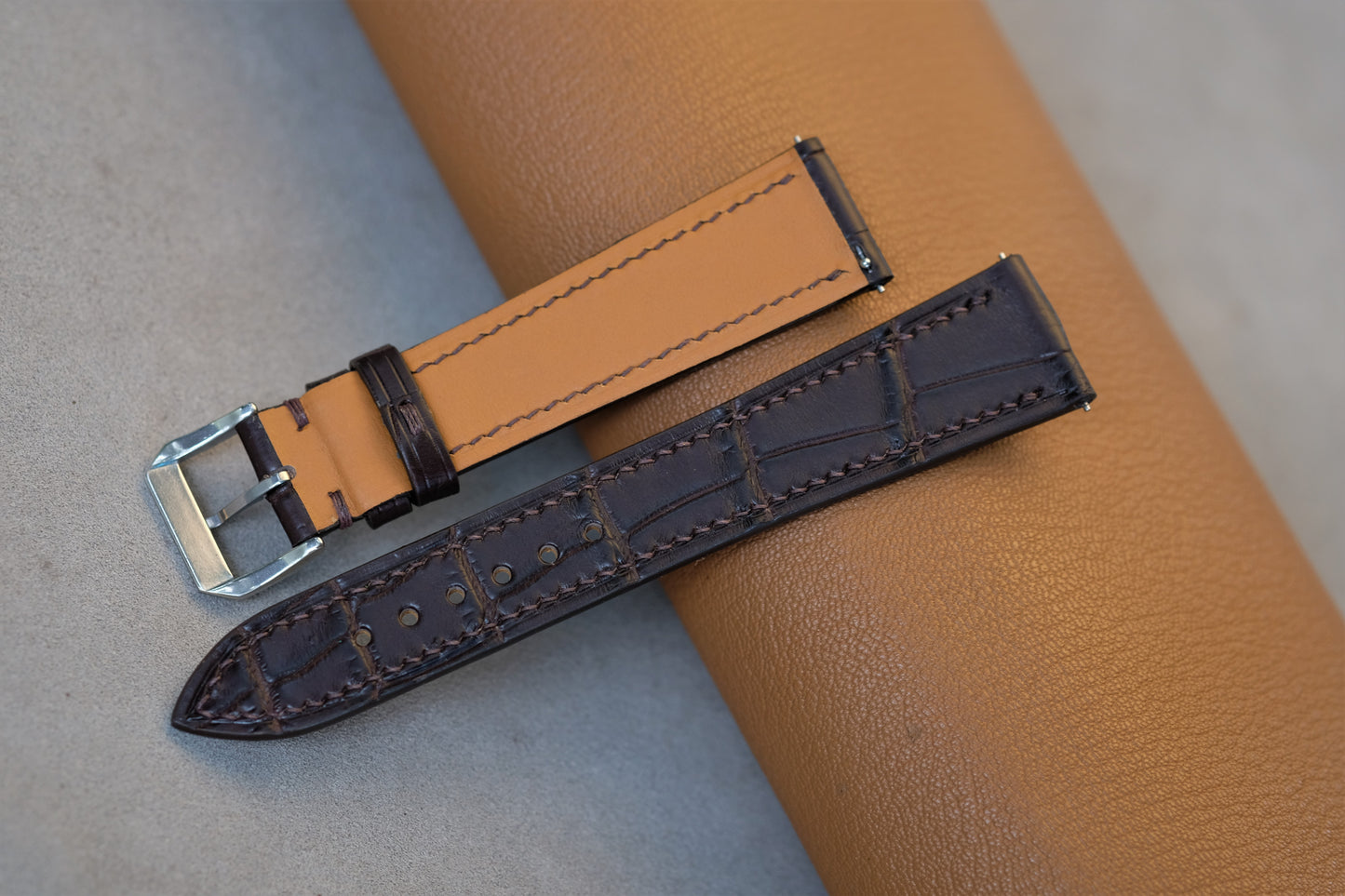 Chocolate Alligator Leather Watch Strap