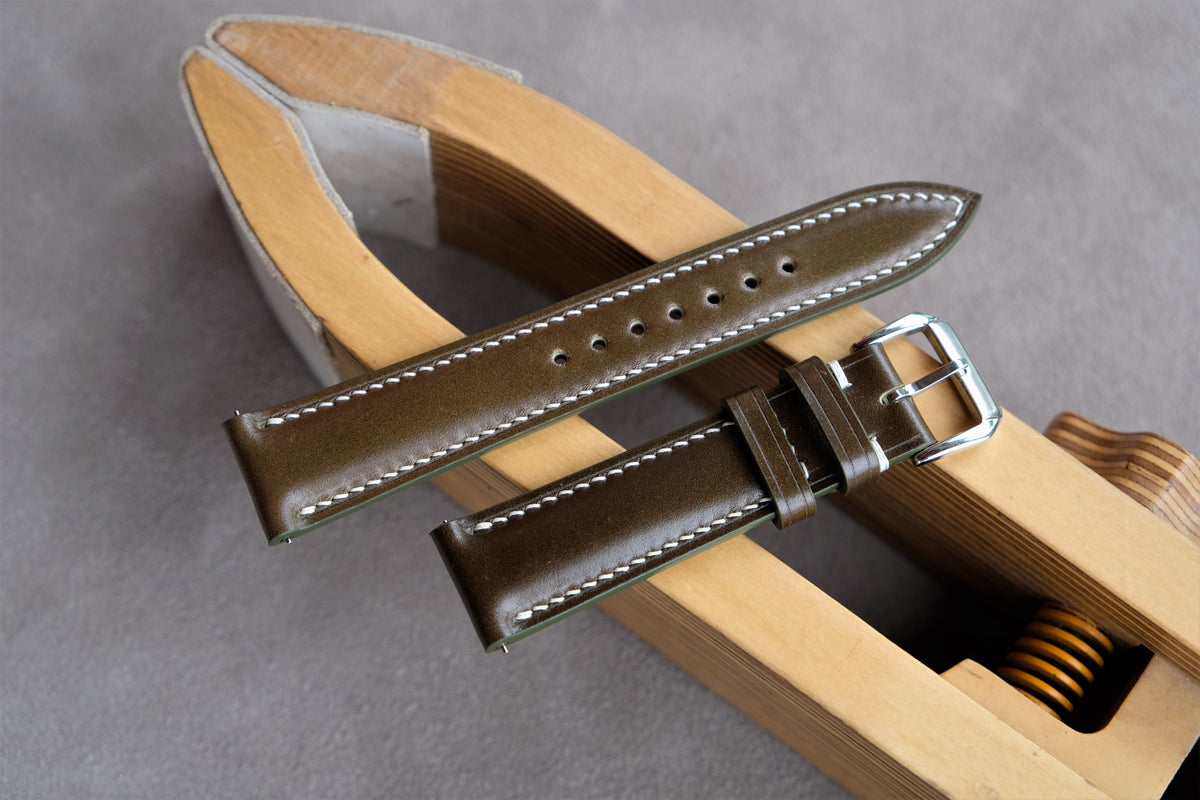 Olive Shinki Hikaku Shell Cordovan Leather Strap
