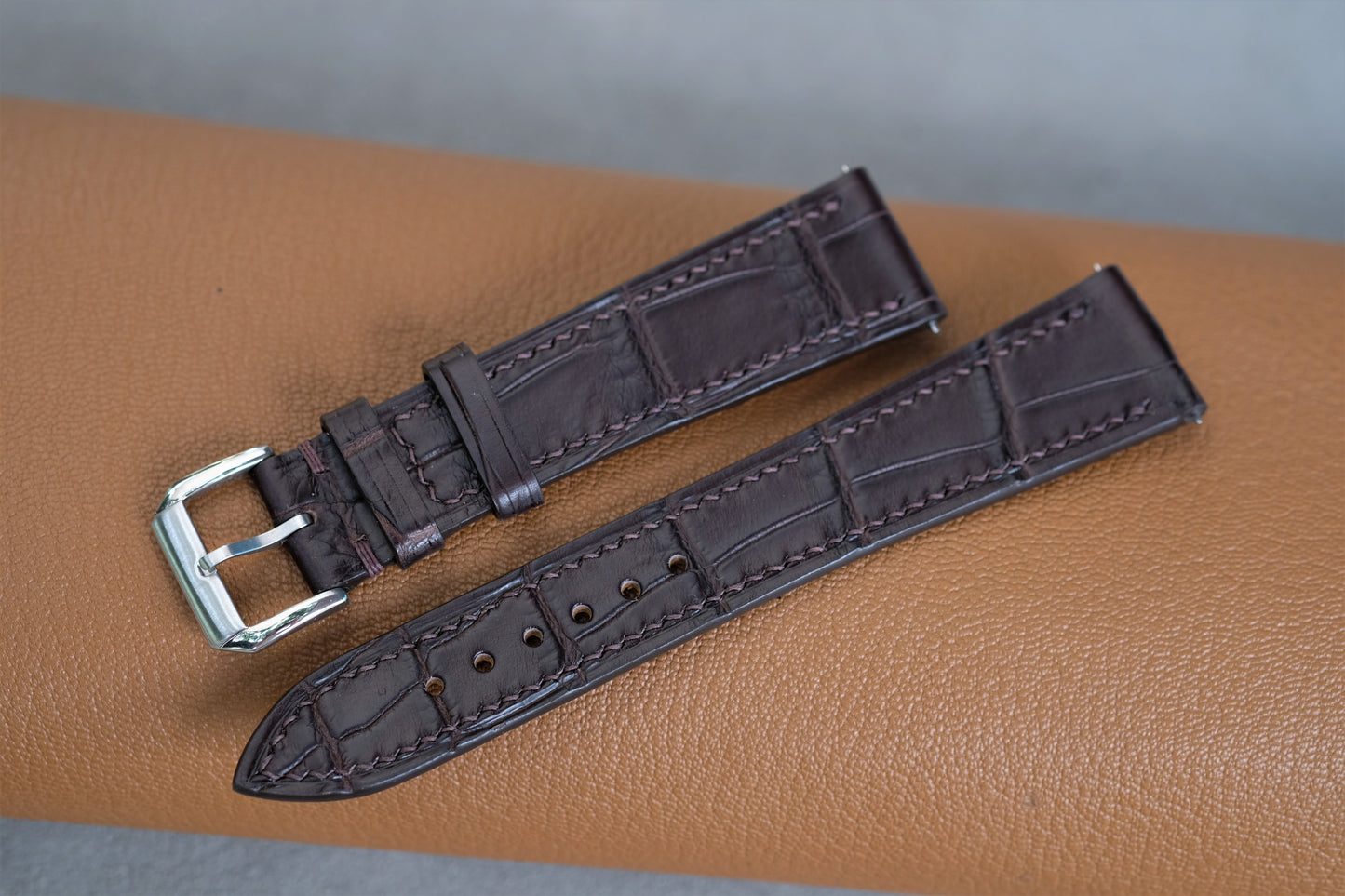 Chocolate Alligator Leather Watch Strap