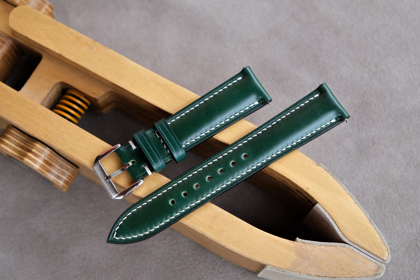 Green Shinki Hikaku Shell Cordovan Leather Strap