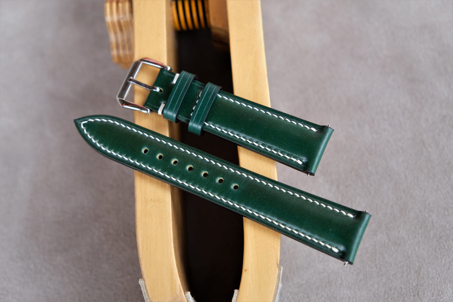 Green Shinki Hikaku Shell Cordovan Leather Strap