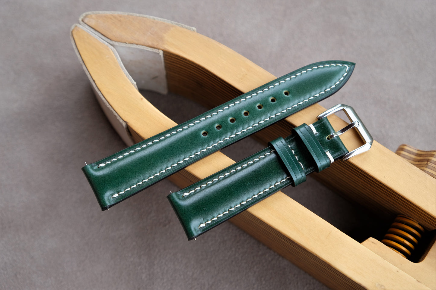 Green Shinki Hikaku Shell Cordovan Leather Strap