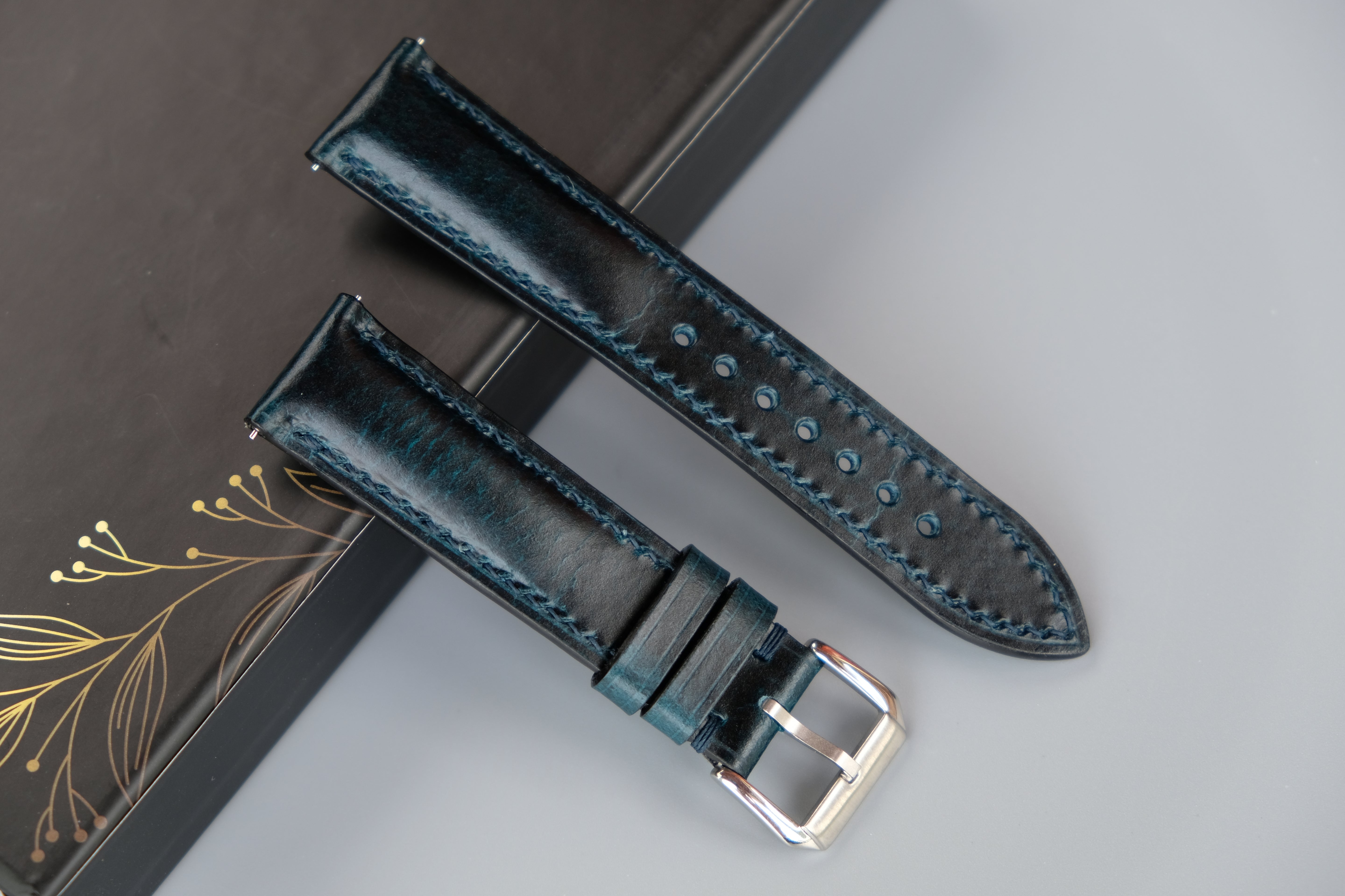 Dark Blue Calf Leather Watch Strap
