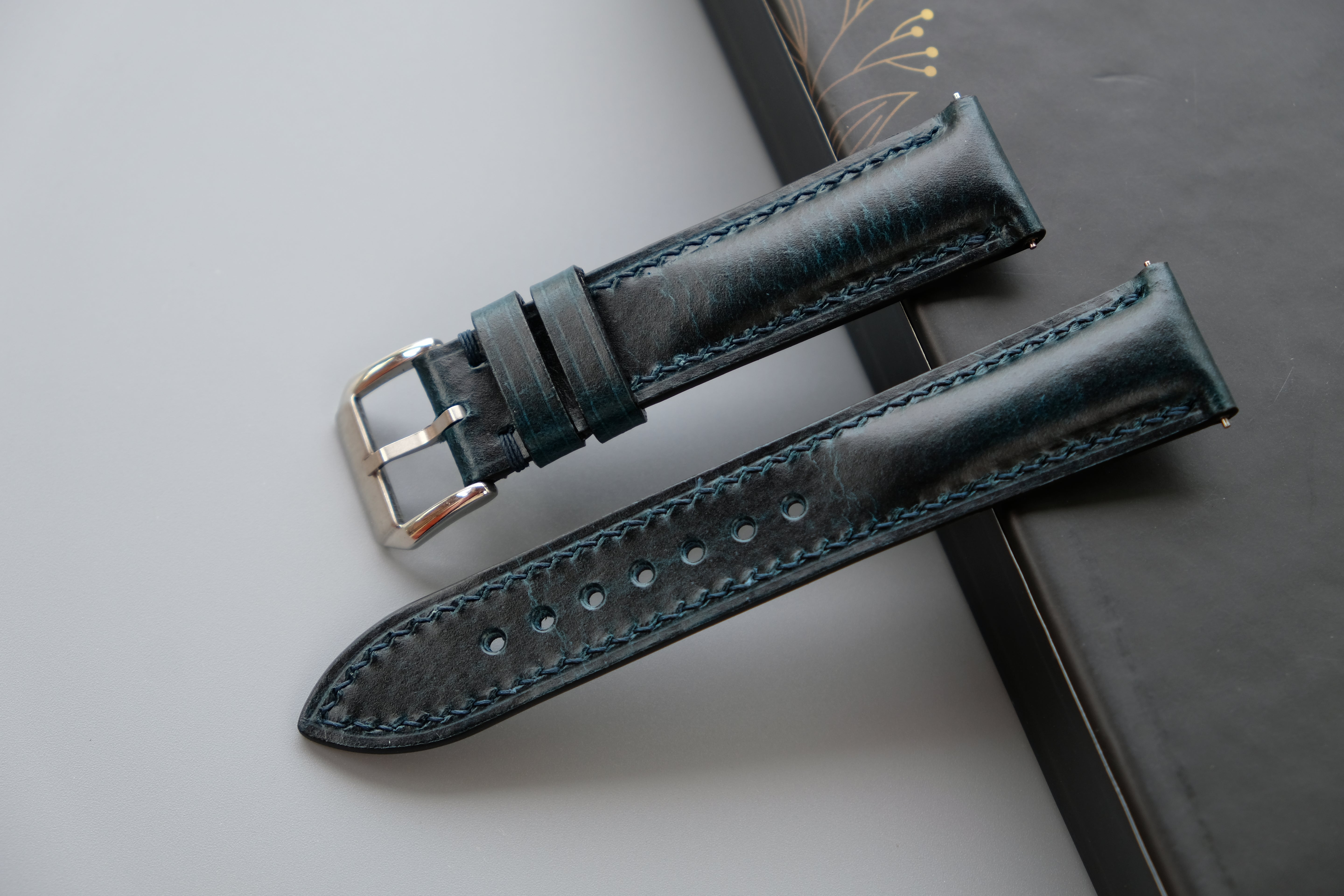 Dark Blue Calf Leather Watch Strap