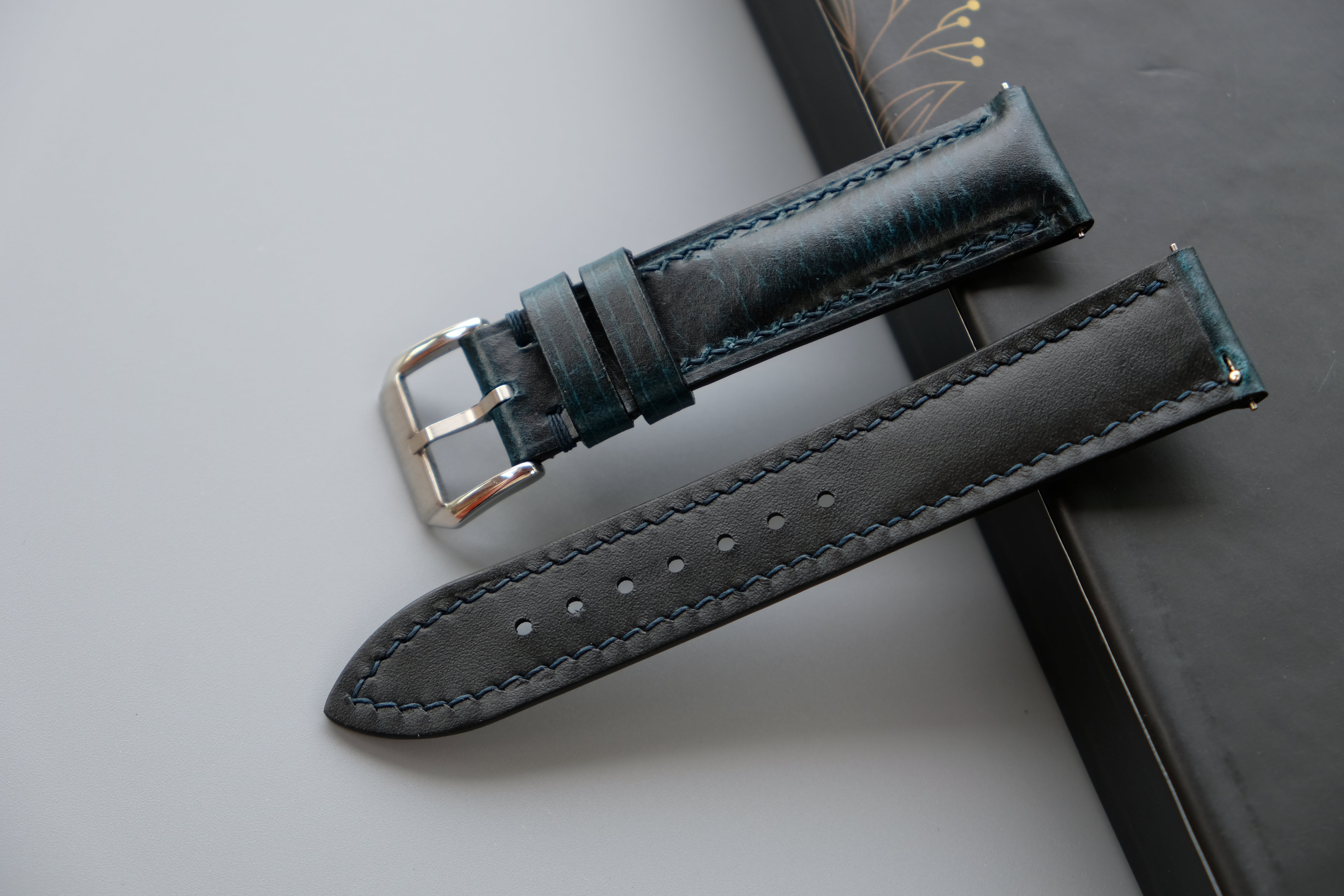 Dark Blue Calf Leather Watch Strap
