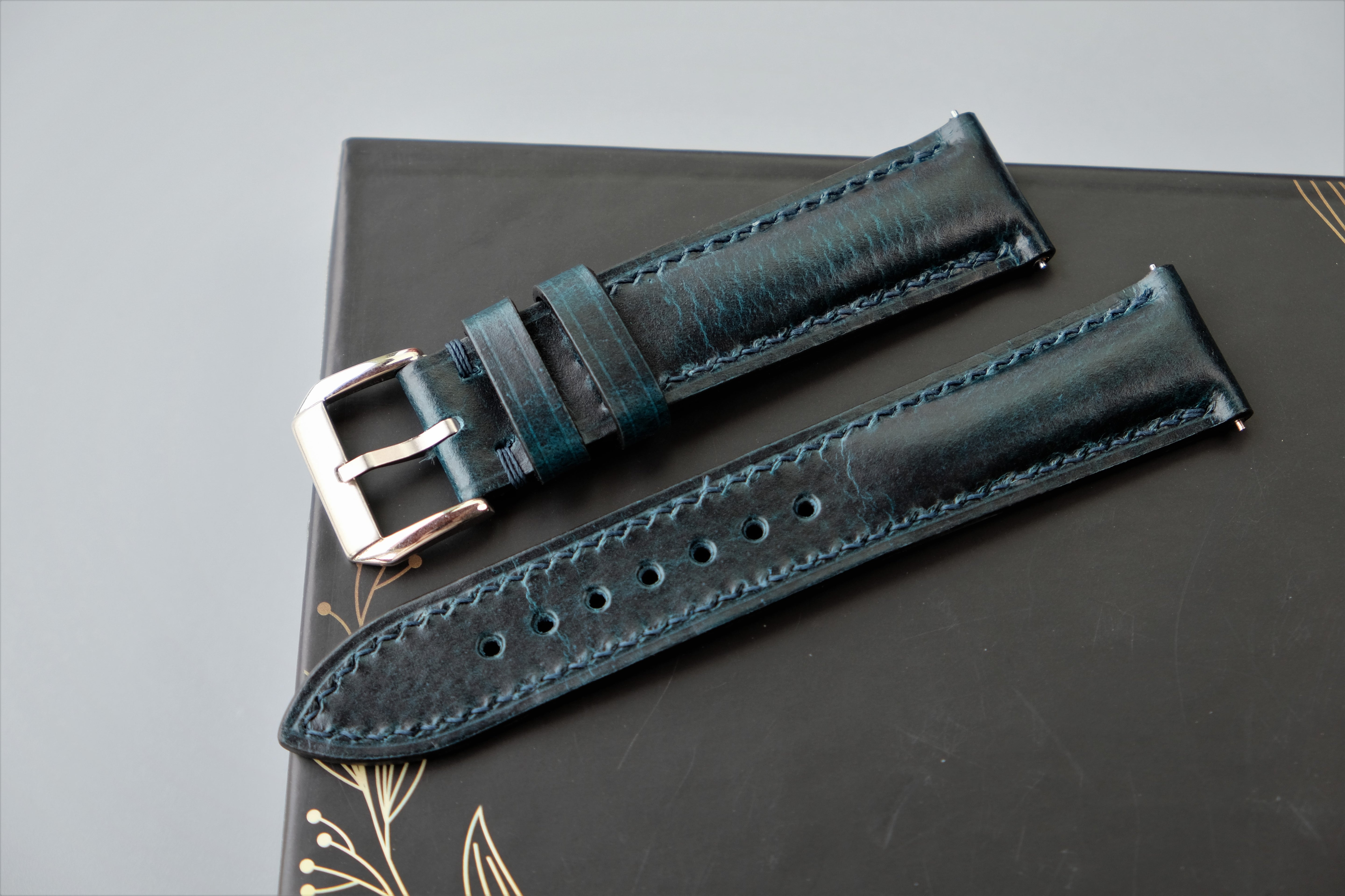 Dark Blue Calf Leather Watch Strap