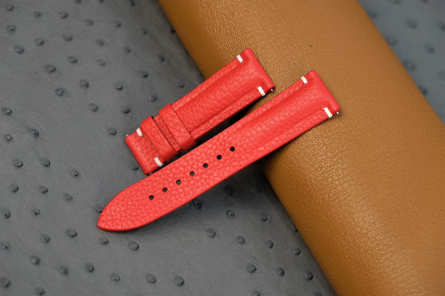 Red Togo Leather Watch Strap