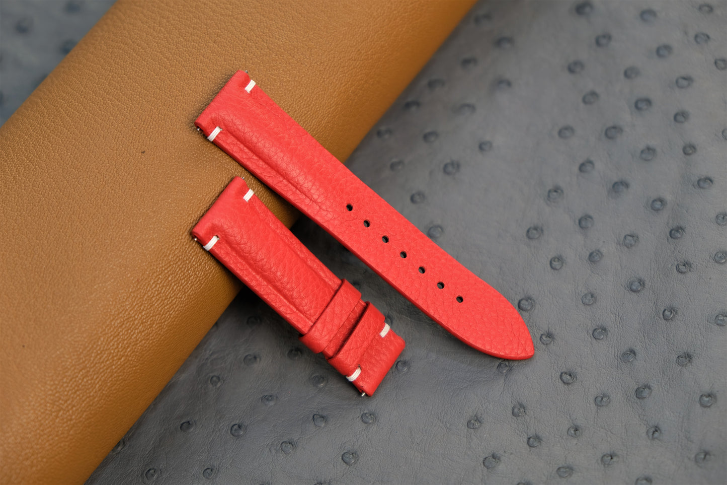 Red Togo Leather Watch Strap