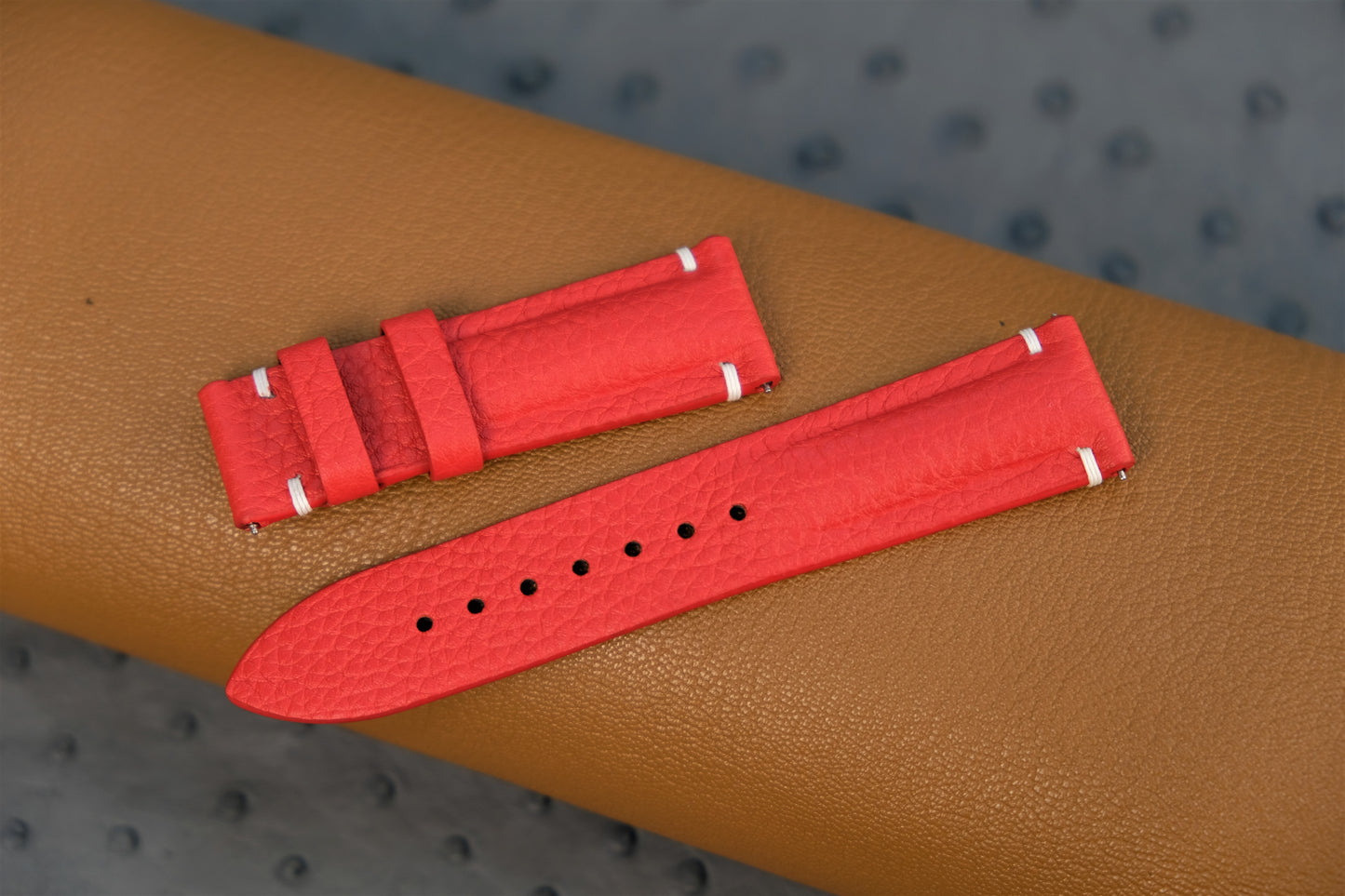 Red Togo Leather Watch Strap