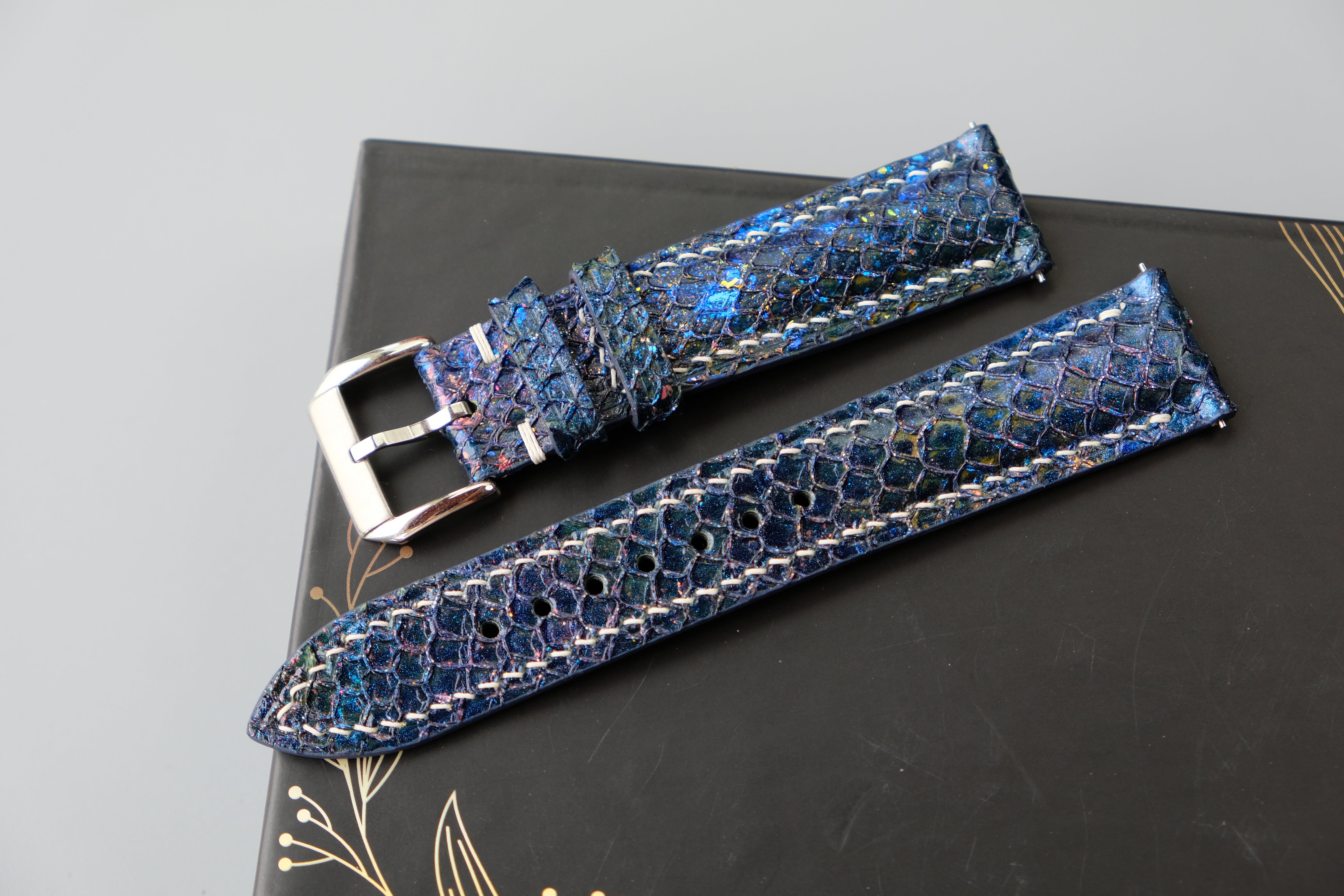 Galaxy Style Salmon Leather Watch Strap