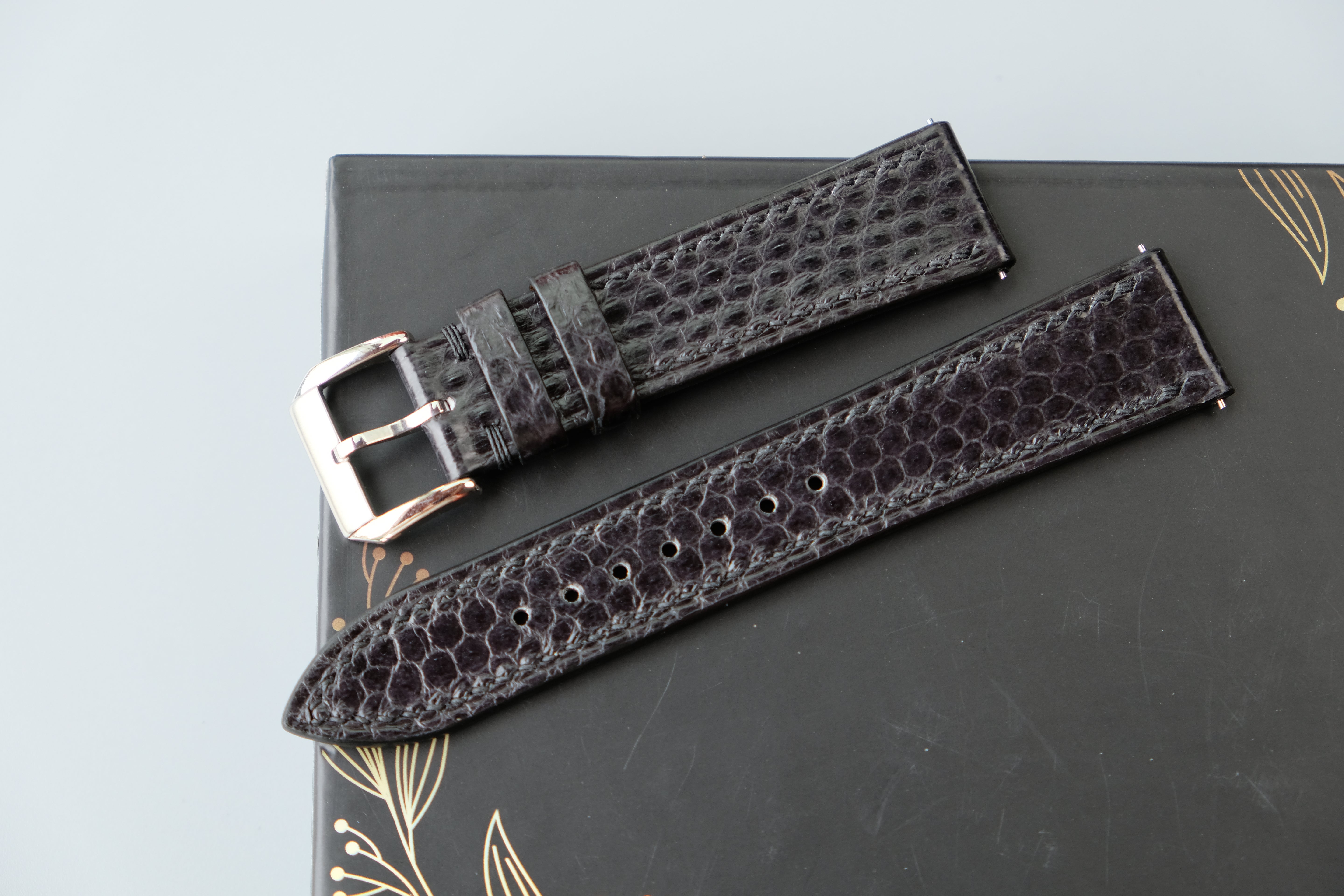 Black Snakeskin Leather Watch Strap