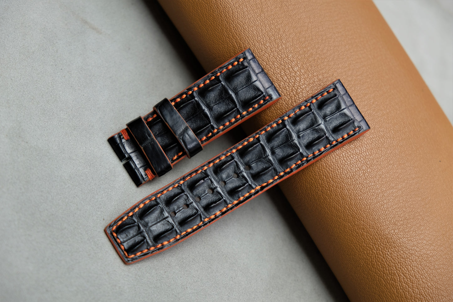 Black Alligator Leather Watch Strap