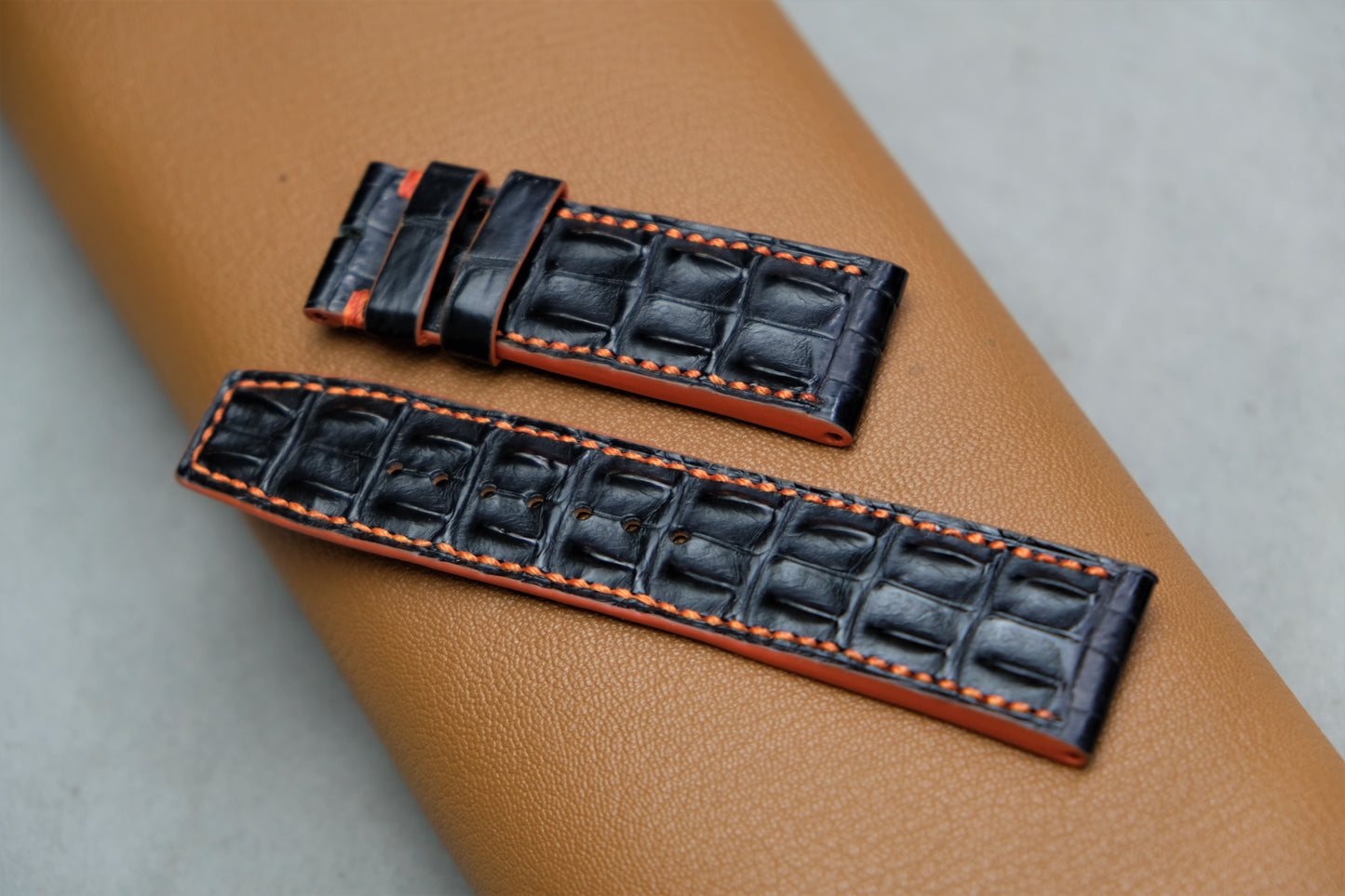 Black Alligator Leather Watch Strap