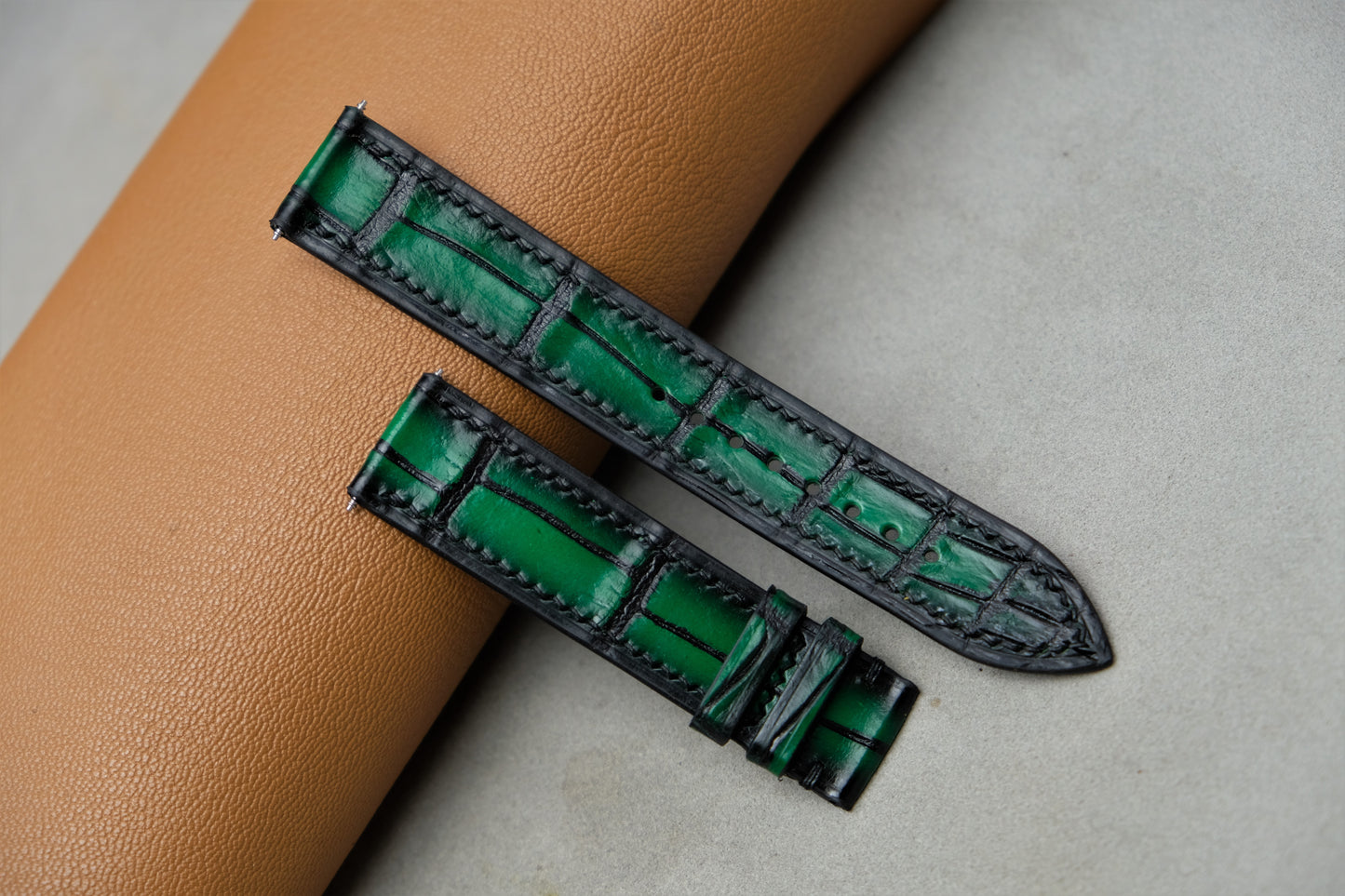 Patina Green Alligator Leather Watch Strap