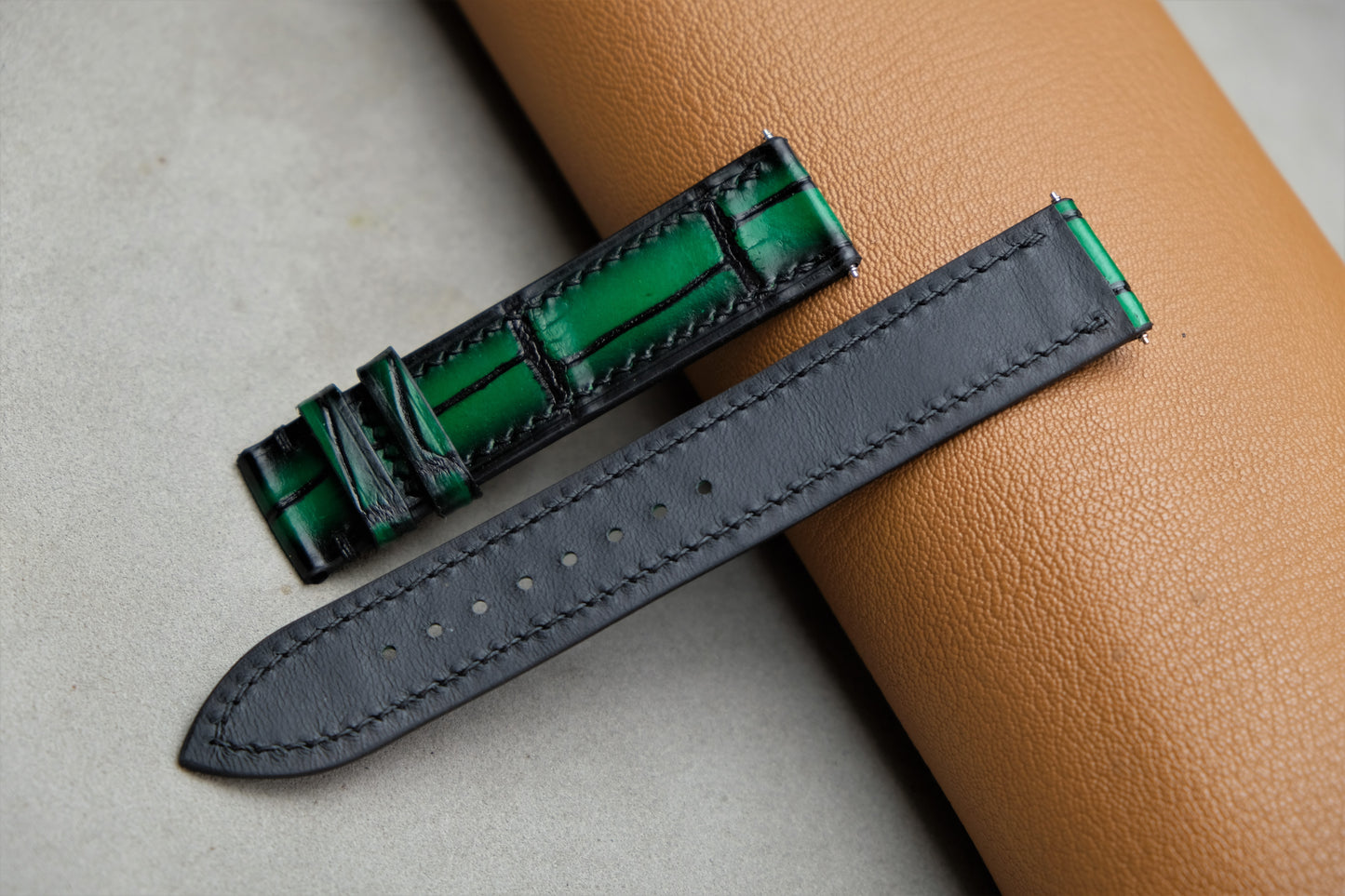 Patina Green Alligator Leather Watch Strap