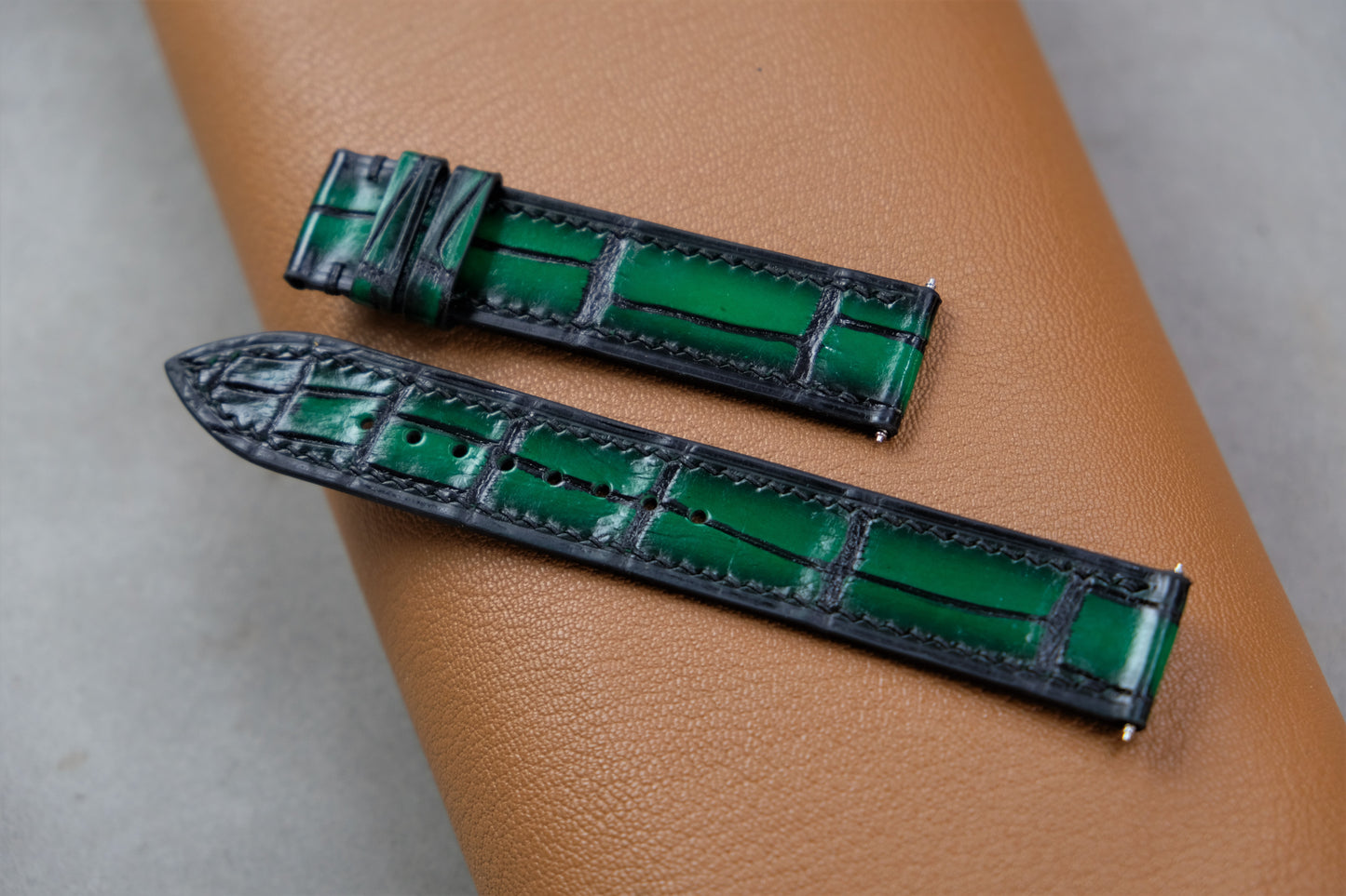 Patina Green Alligator Leather Watch Strap