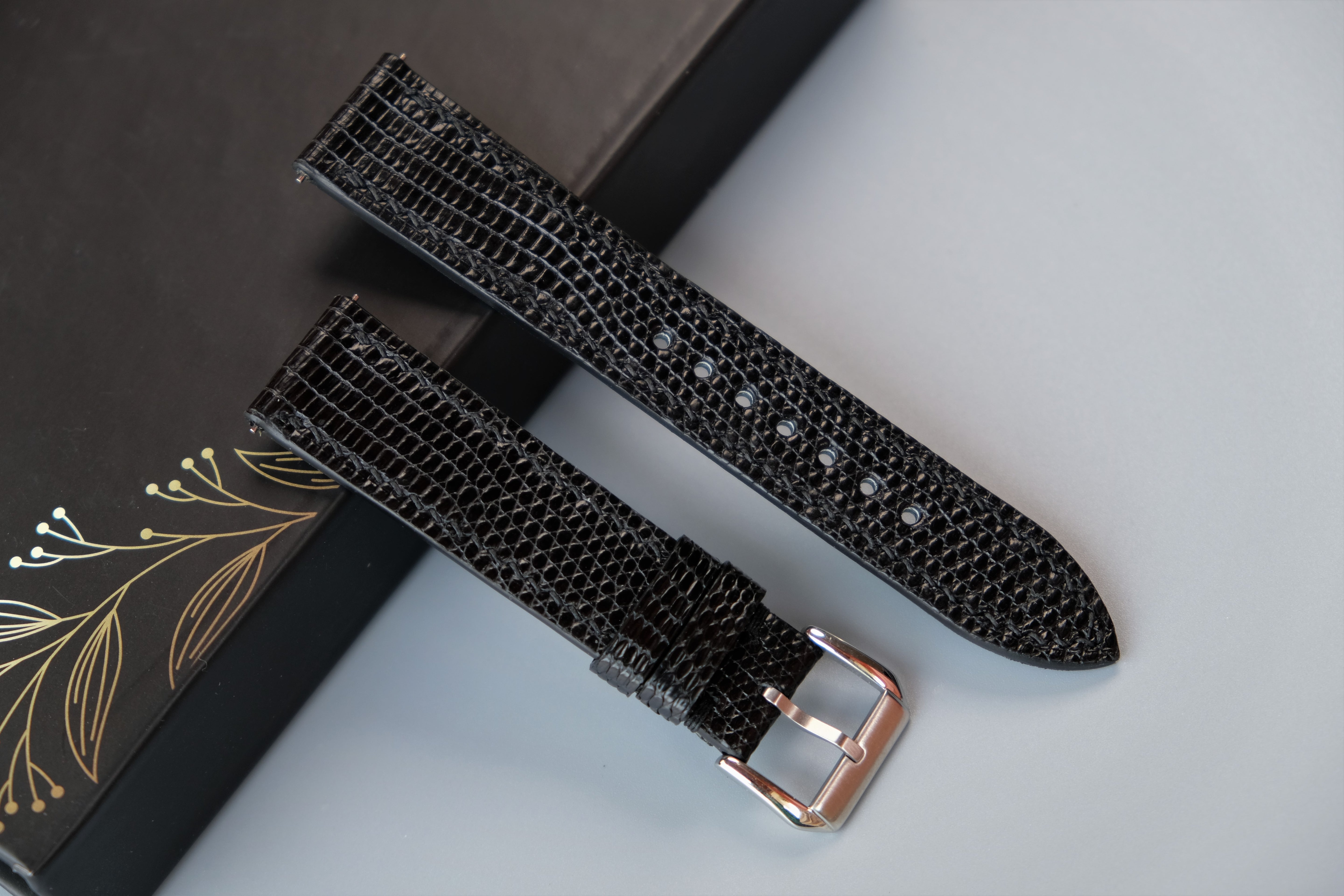 Black Lizard Leather Watch Strap