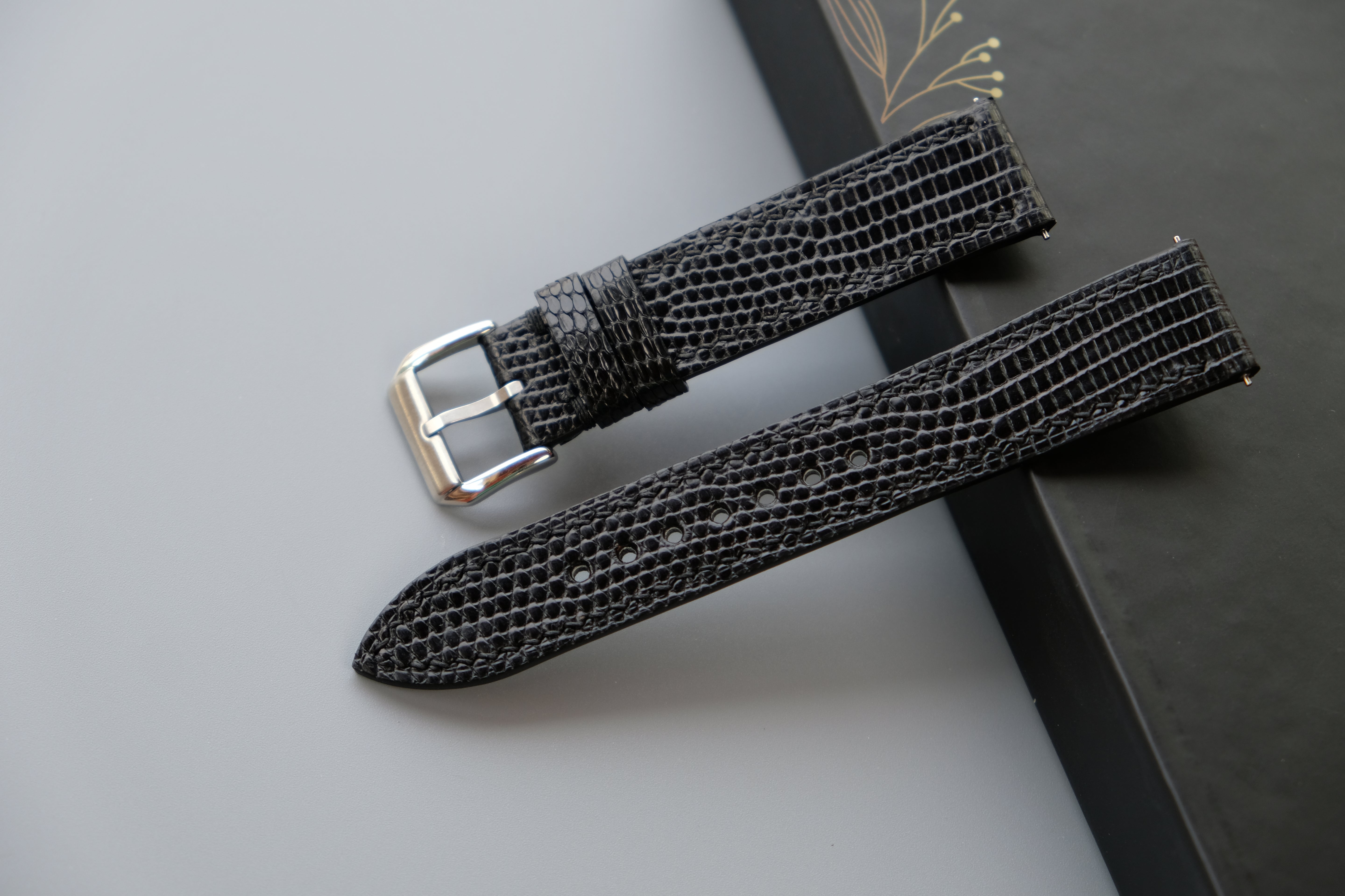 Black Lizard Leather Watch Strap