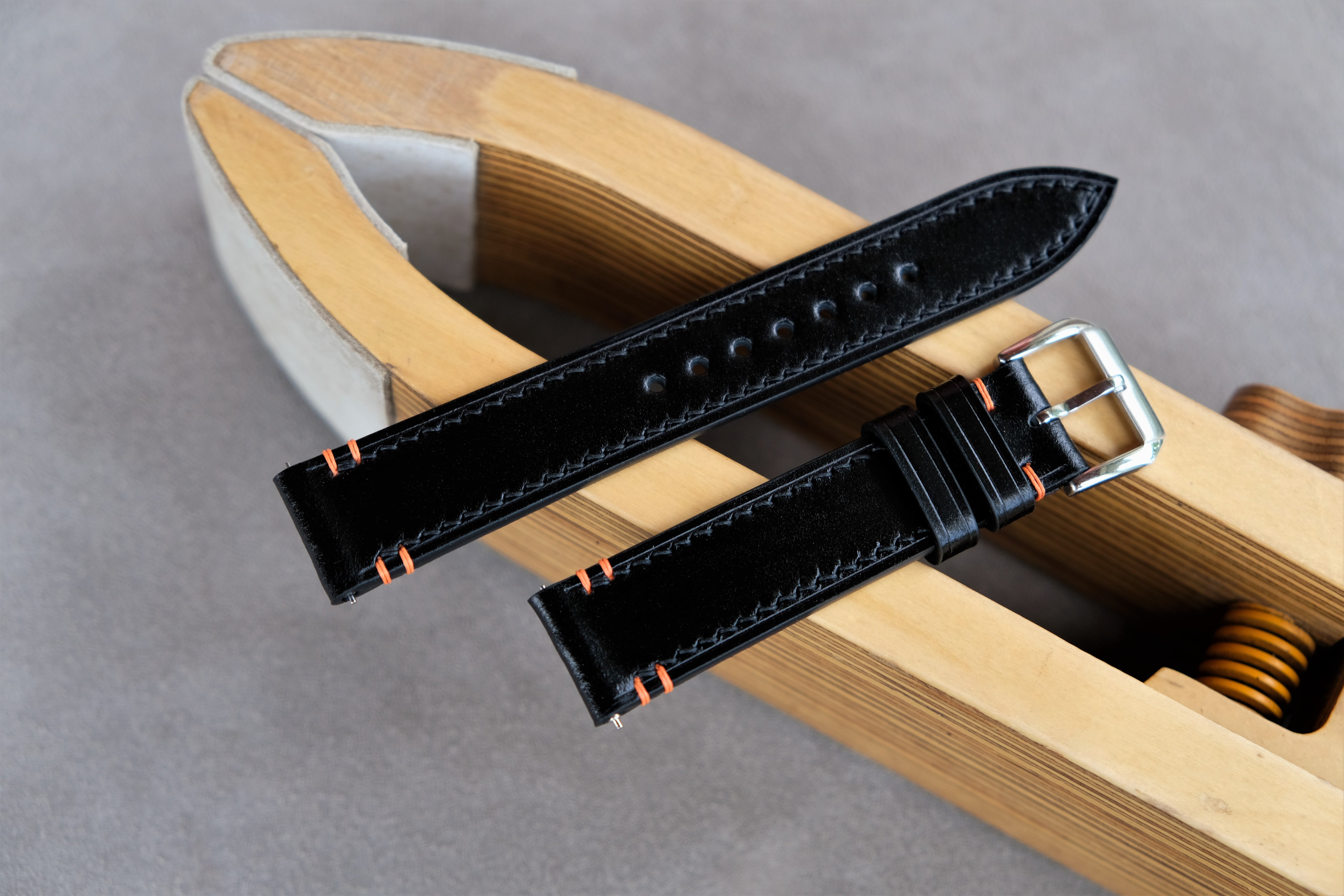 Black Shinki Hikaku Shell Cordovan Leather Strap