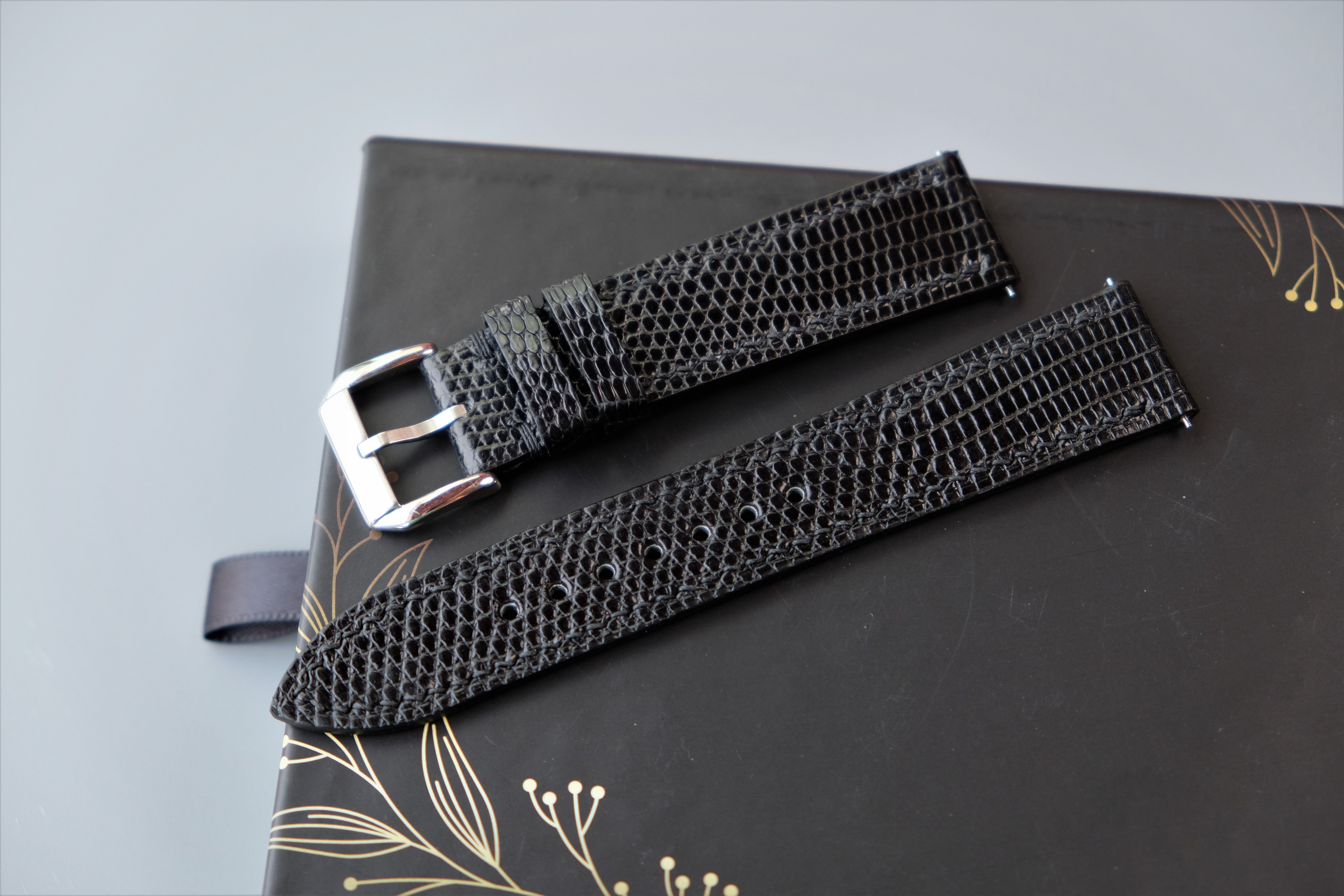 Black Lizard Leather Watch Strap