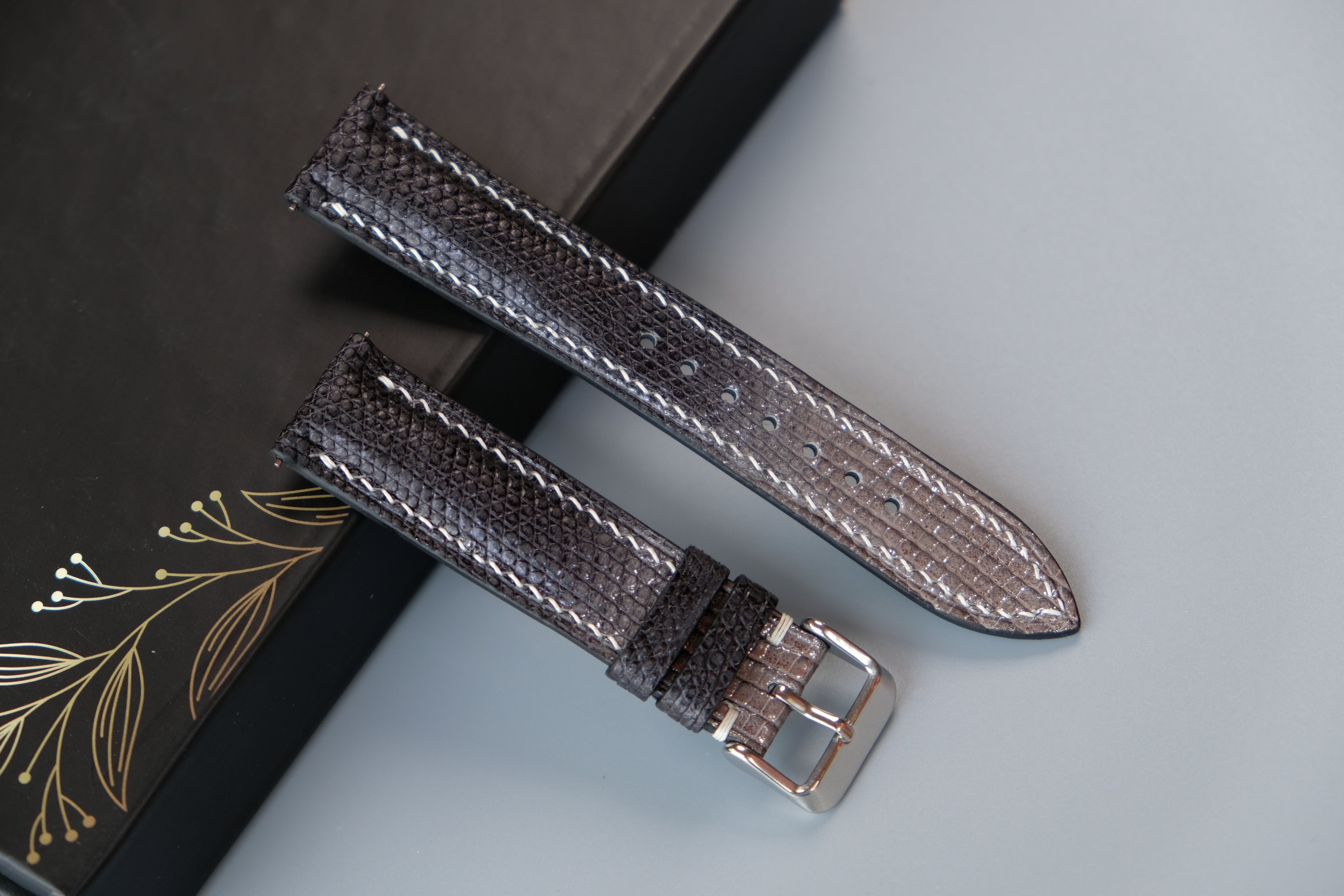 Black Lizard Leather Watch Strap