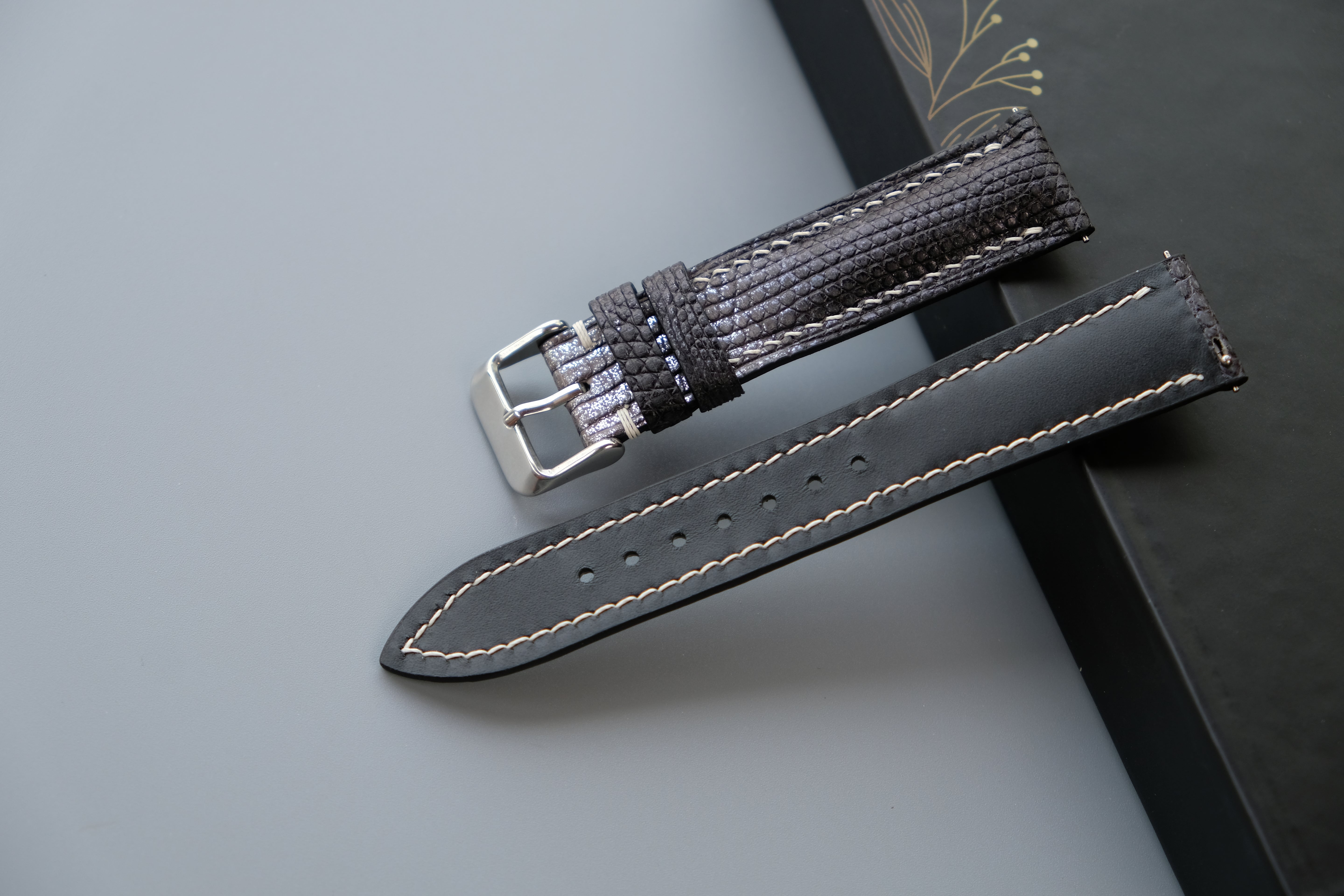 Black Lizard Leather Watch Strap