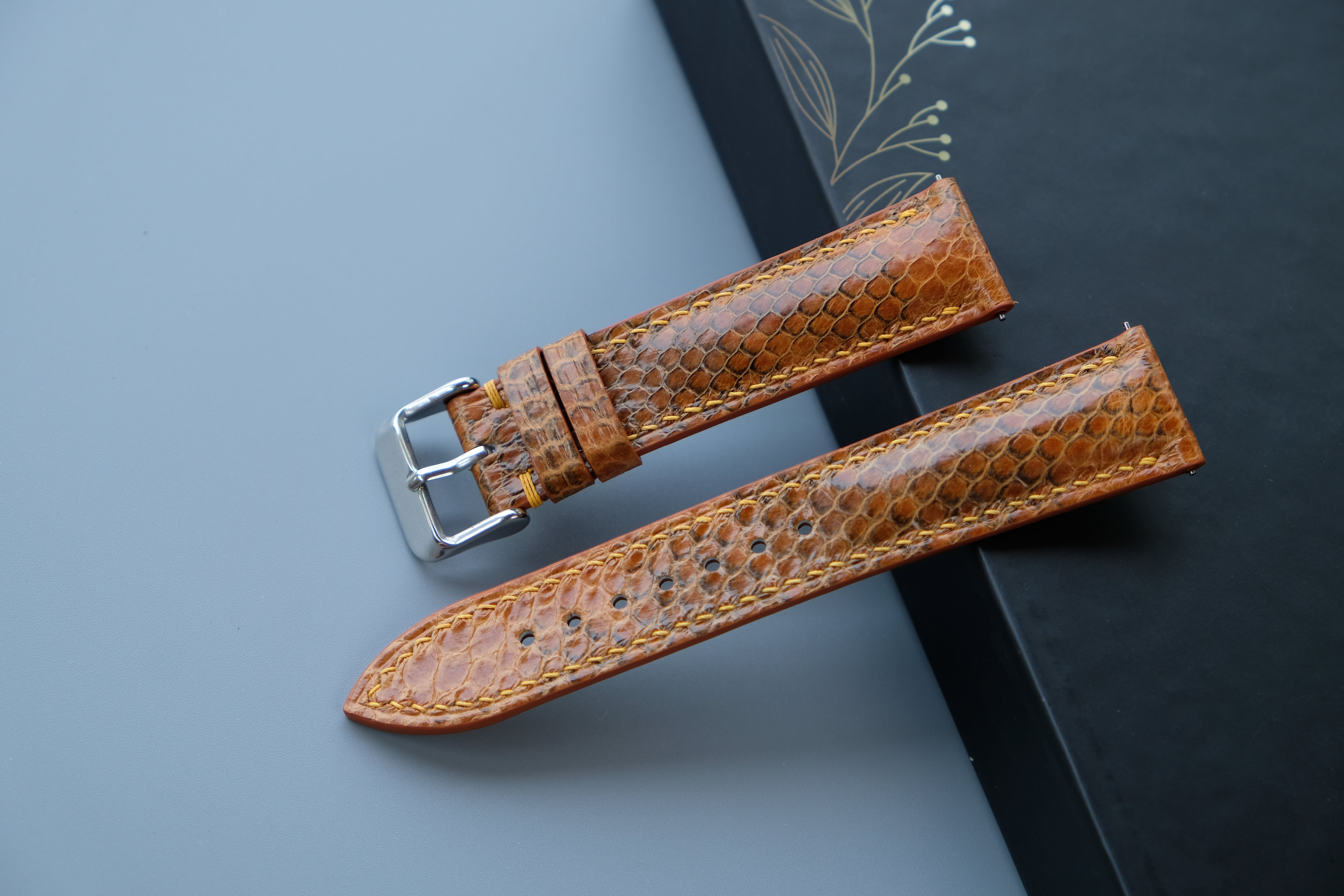Custom Gold Snakeskin Watch Strap | Handmade Leather Band | 12mm–26mm
