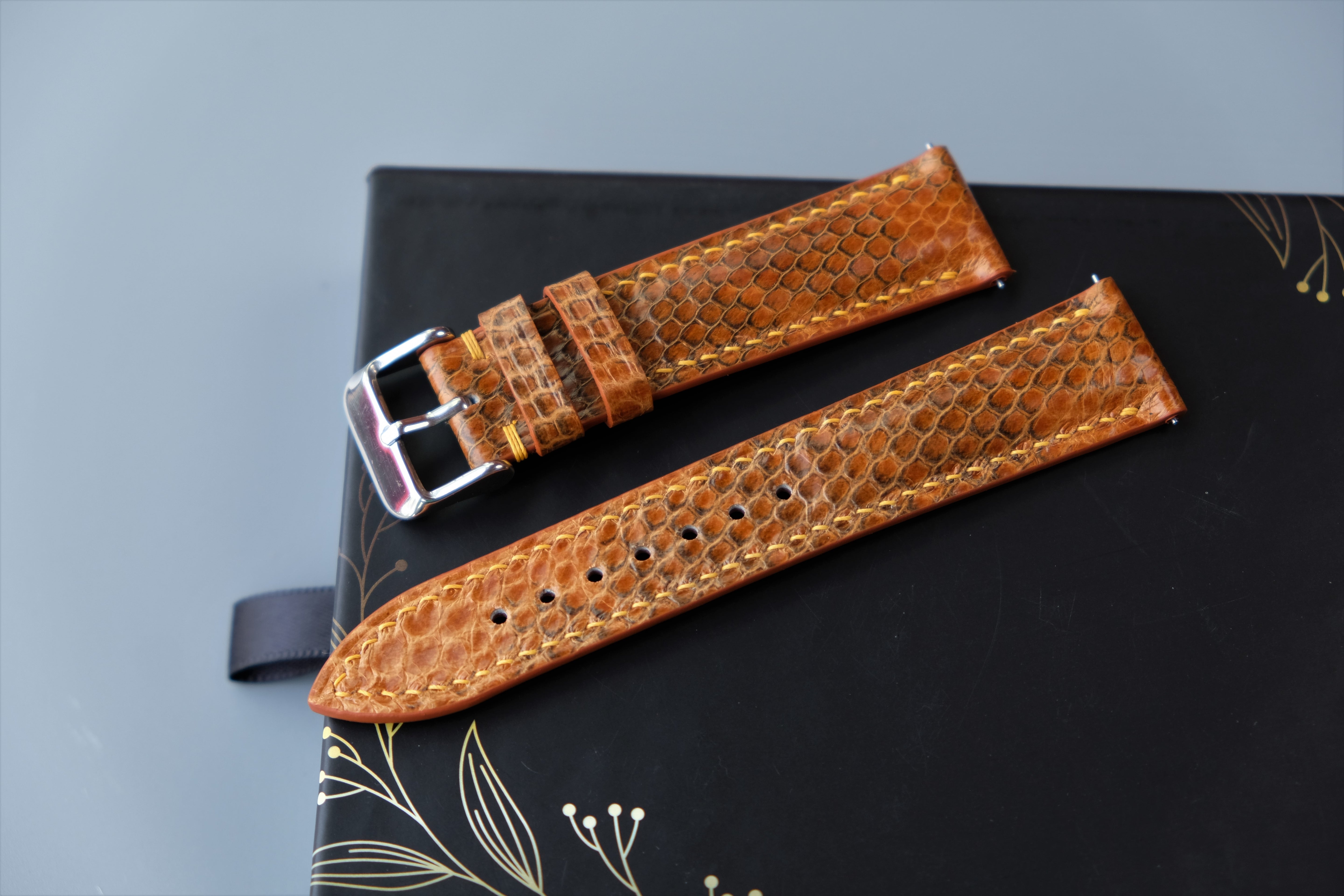 Custom Gold Snakeskin Watch Strap | Handmade Leather Band | 12mm–26mm