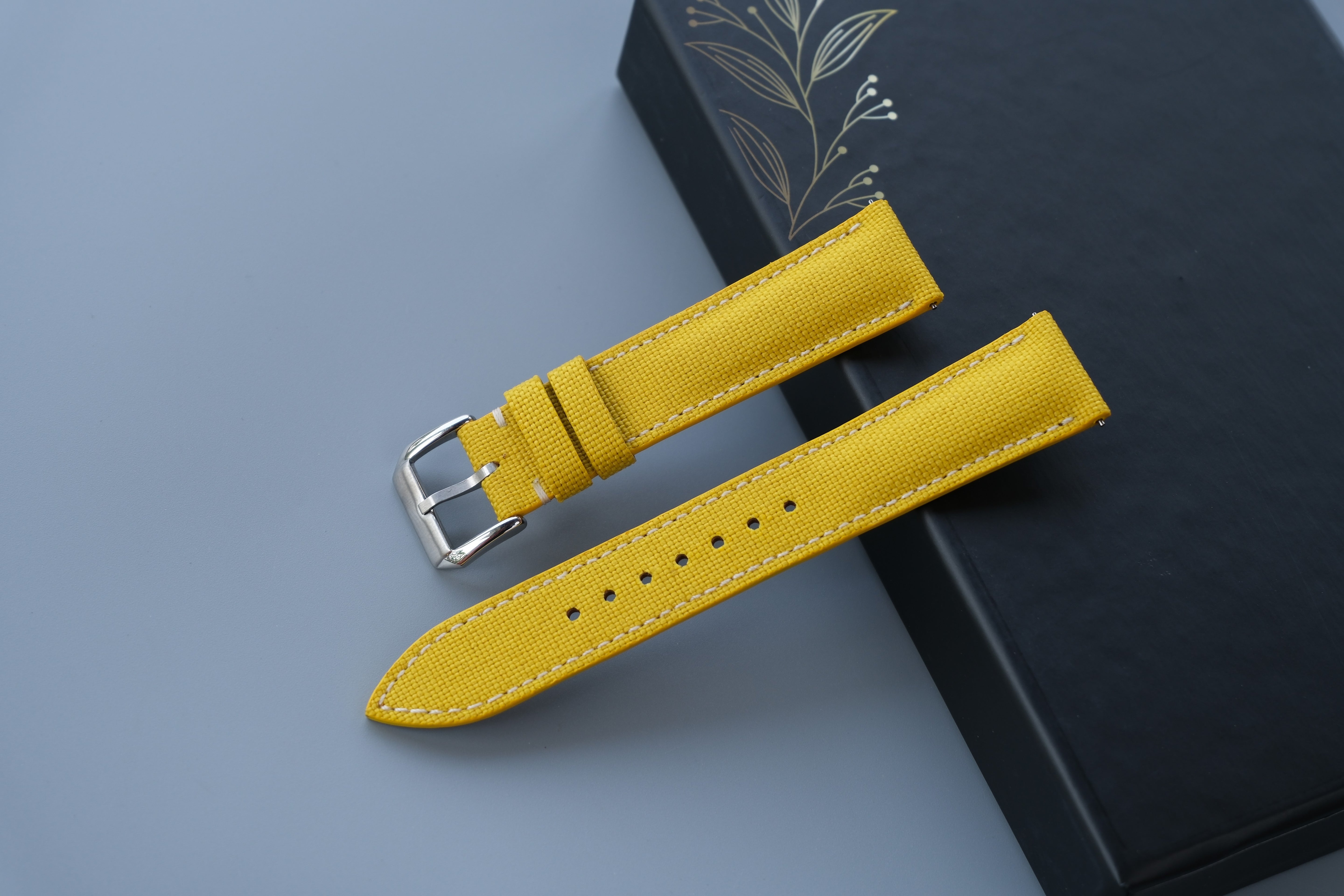 Handmade Yellow Fabric Watch Strap: Custom Sizes 12mm to 26mm
