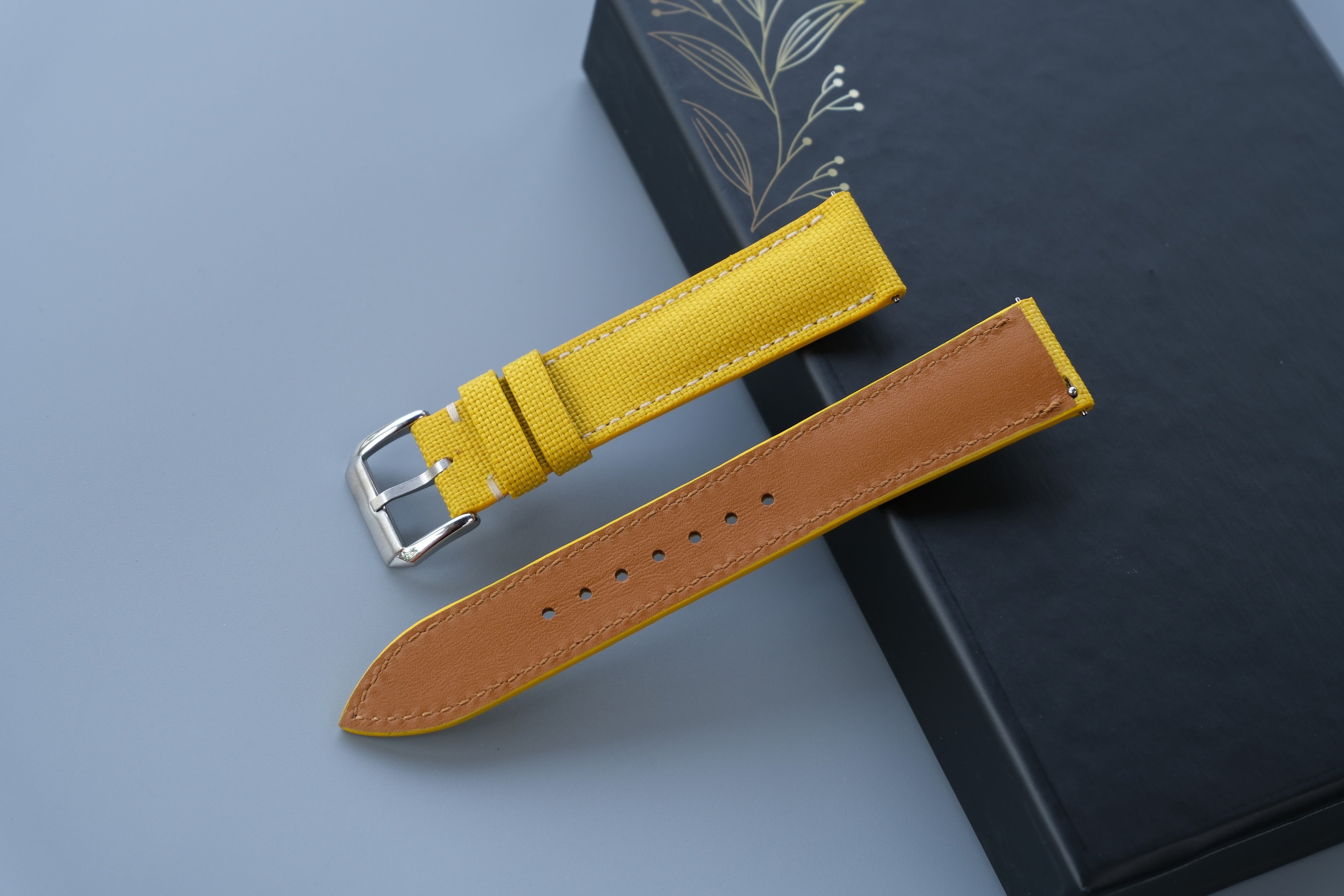 Handmade Yellow Fabric Watch Strap: Custom Sizes 12mm to 26mm