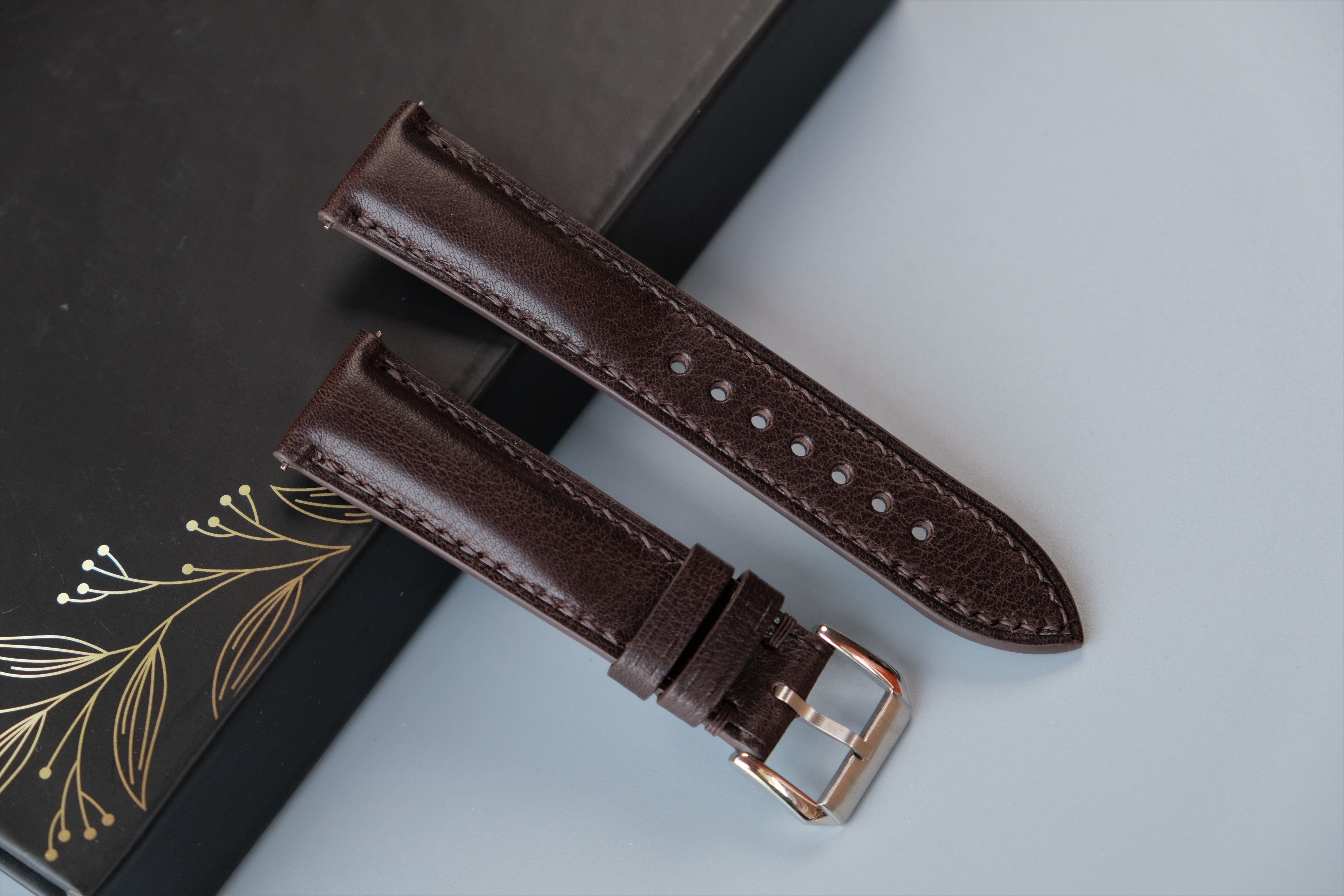 Chocolate Vachetta Calf Leather Watch Strap – Custom Sizes 10mm to 26mm