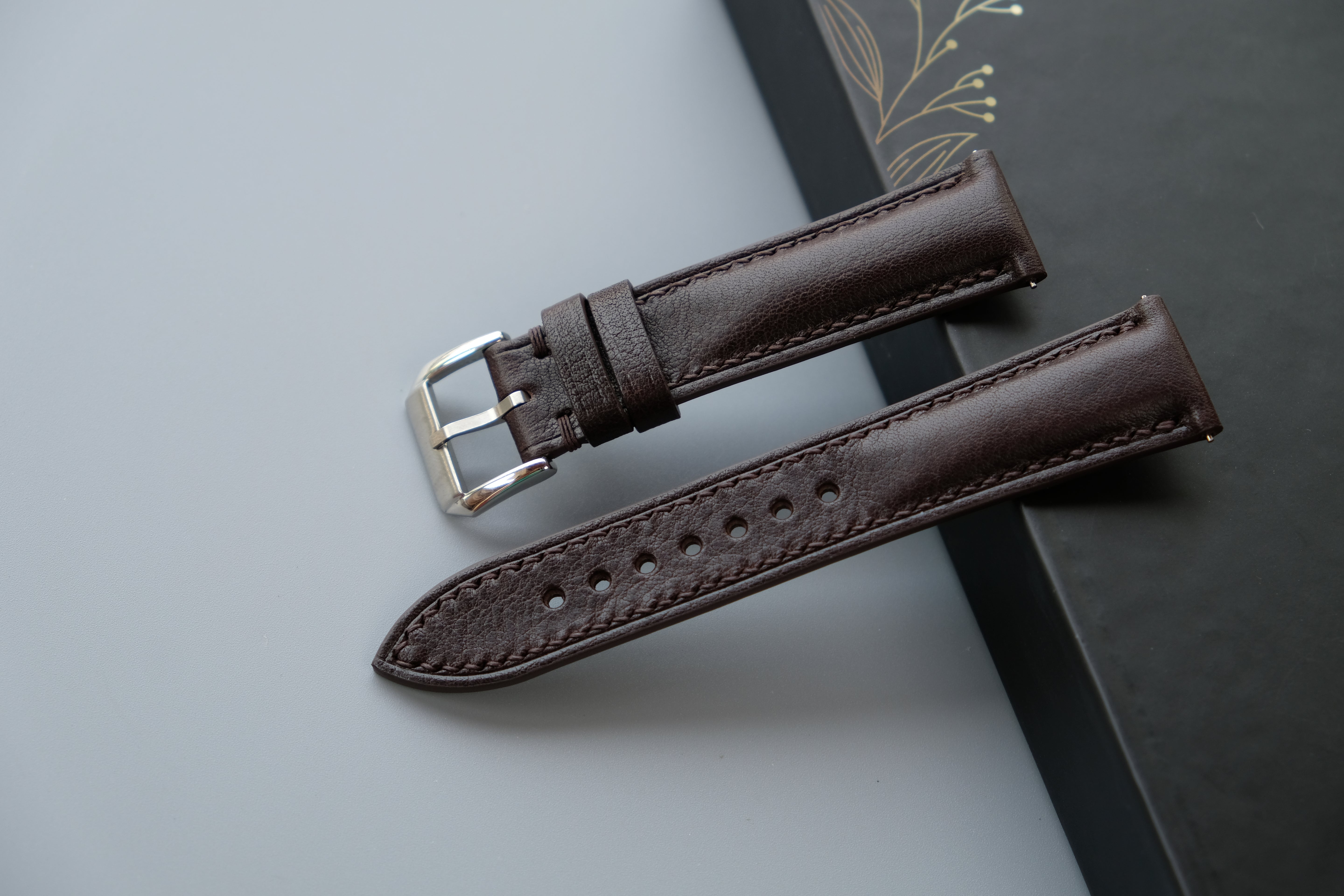 Chocolate Vachetta Calf Leather Watch Strap – Custom Sizes 10mm to 26mm