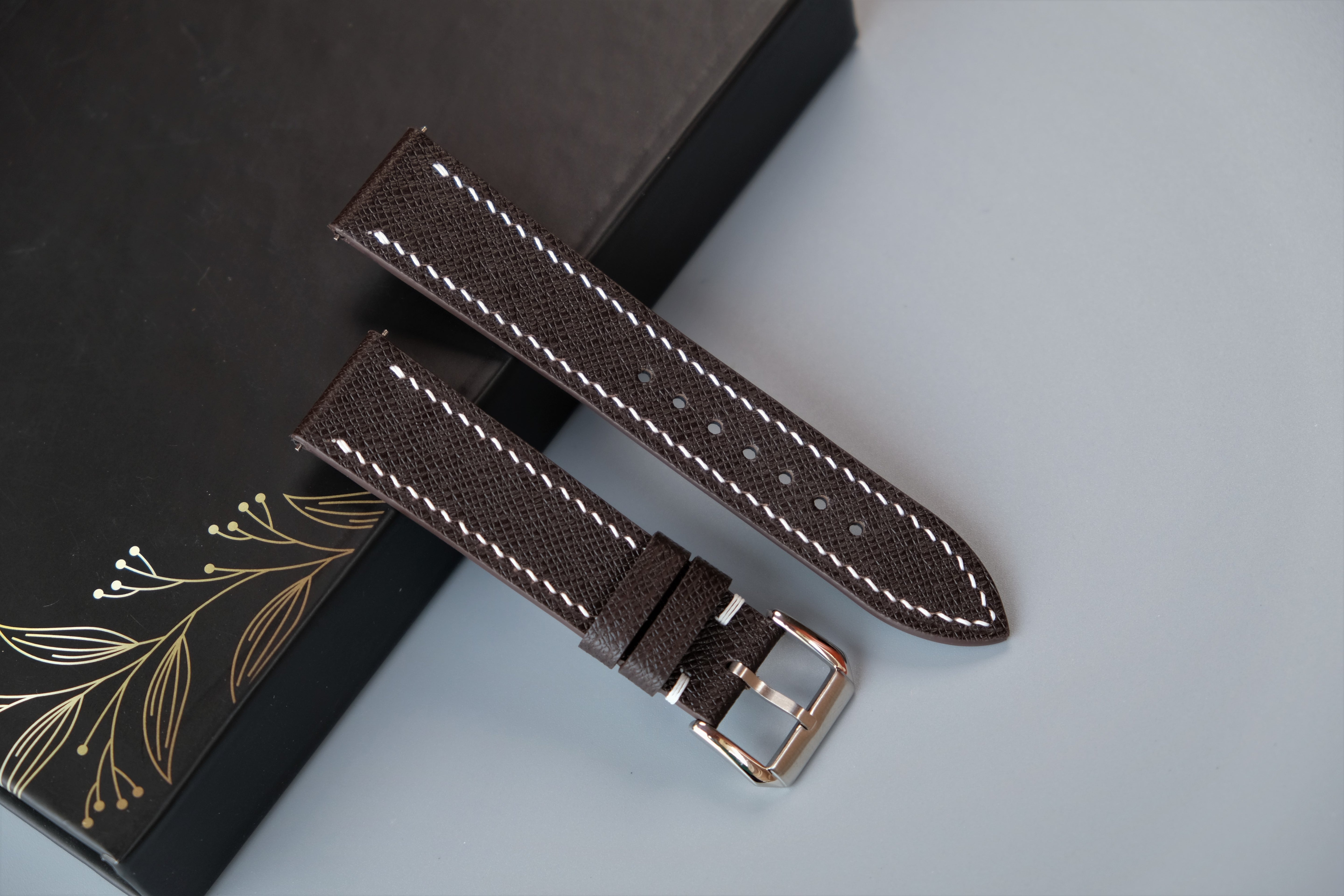 Chocolate Taiga Leather Watch Strap – Custom Sizes 10mm to 26mm