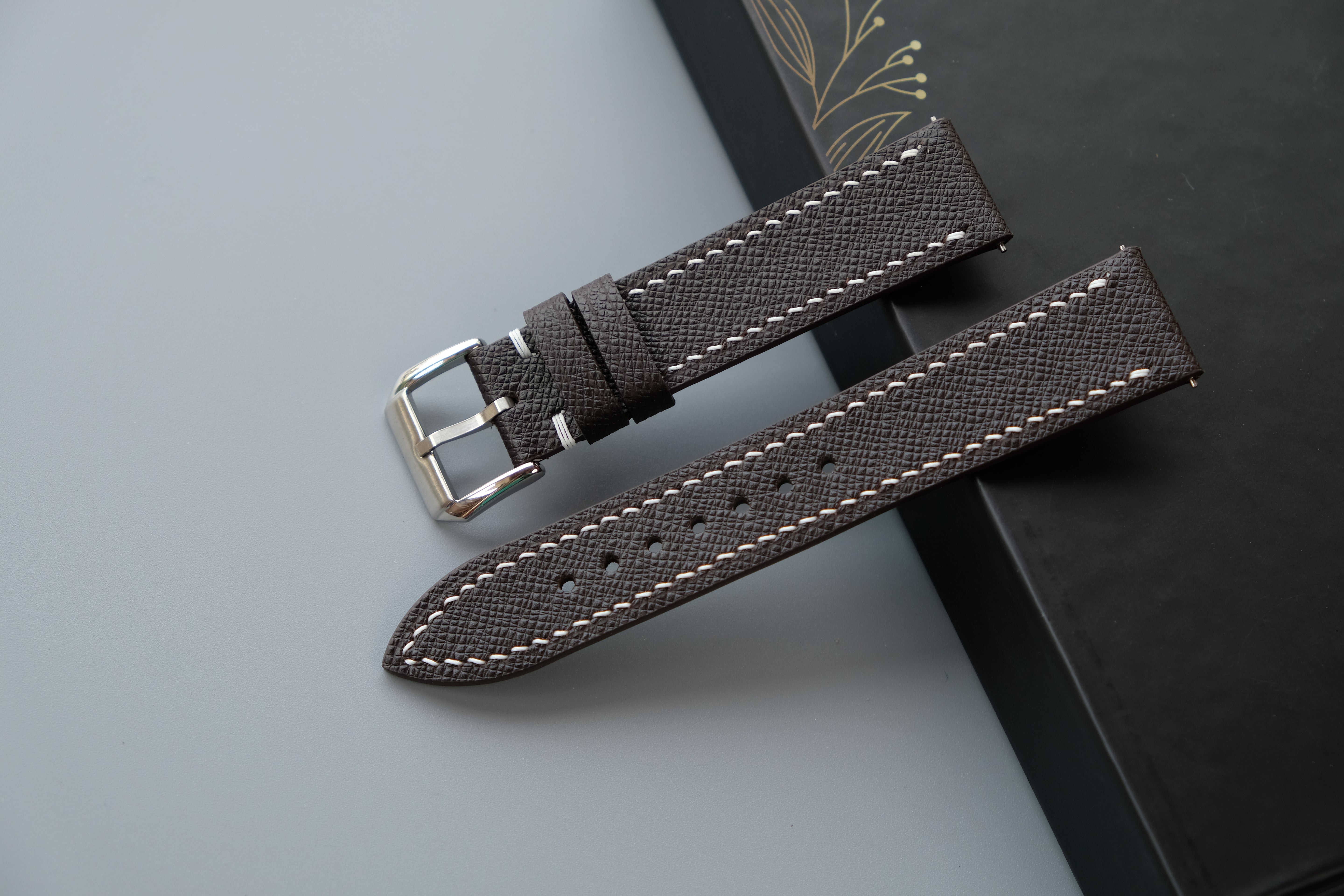 Chocolate Taiga Leather Watch Strap – Custom Sizes 10mm to 26mm