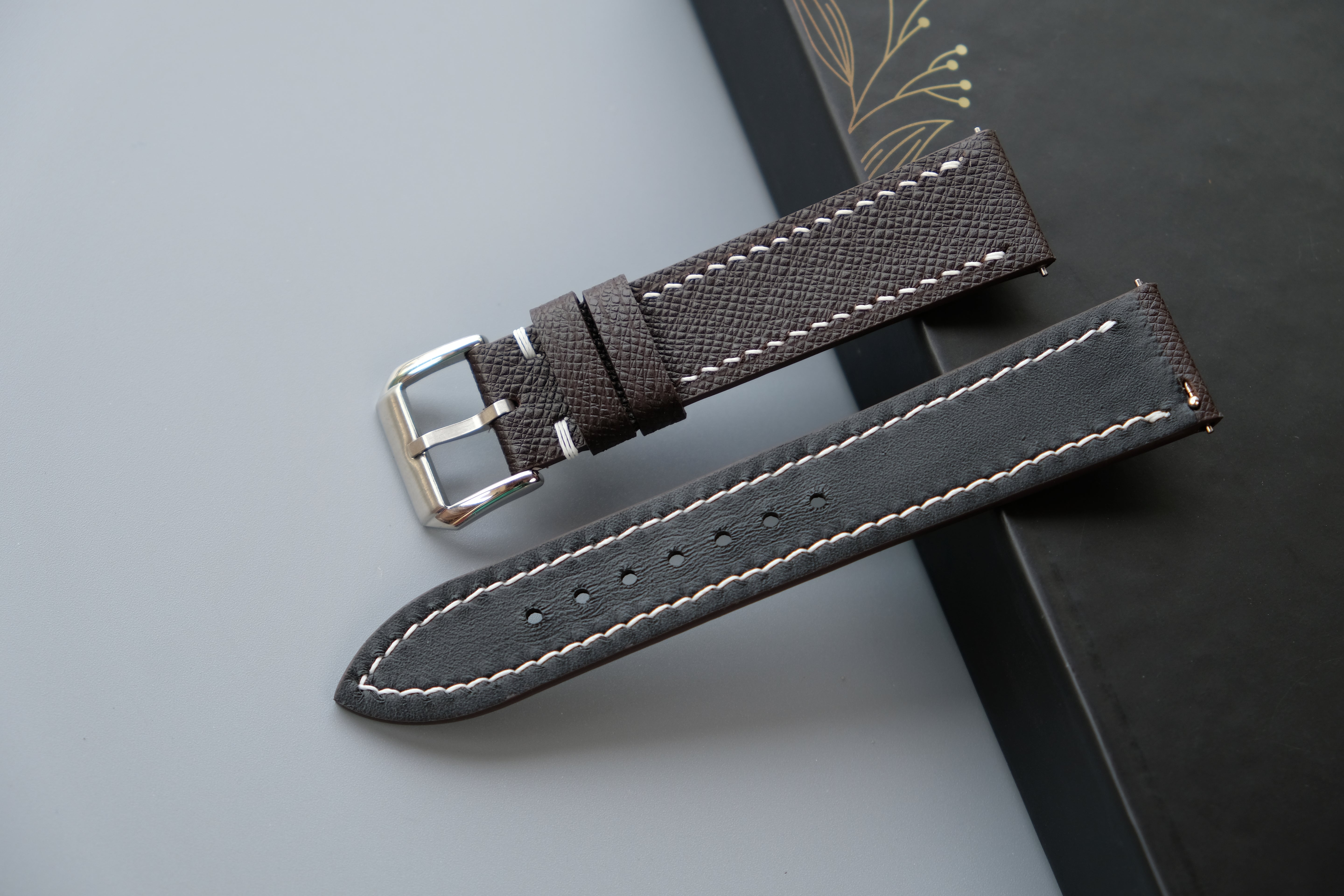Chocolate Taiga Leather Watch Strap – Custom Sizes 10mm to 26mm