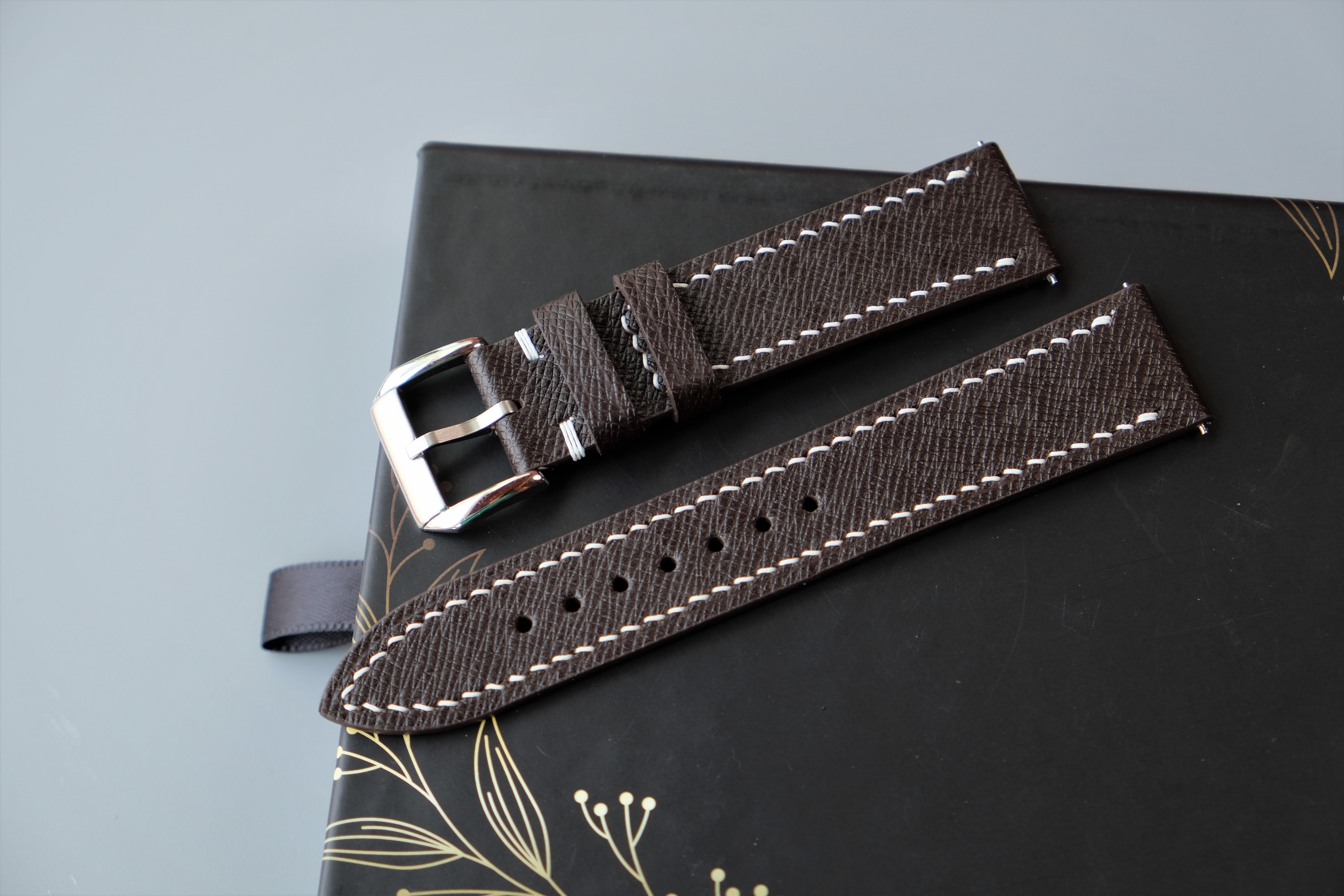 Chocolate Taiga Leather Watch Strap – Custom Sizes 10mm to 26mm