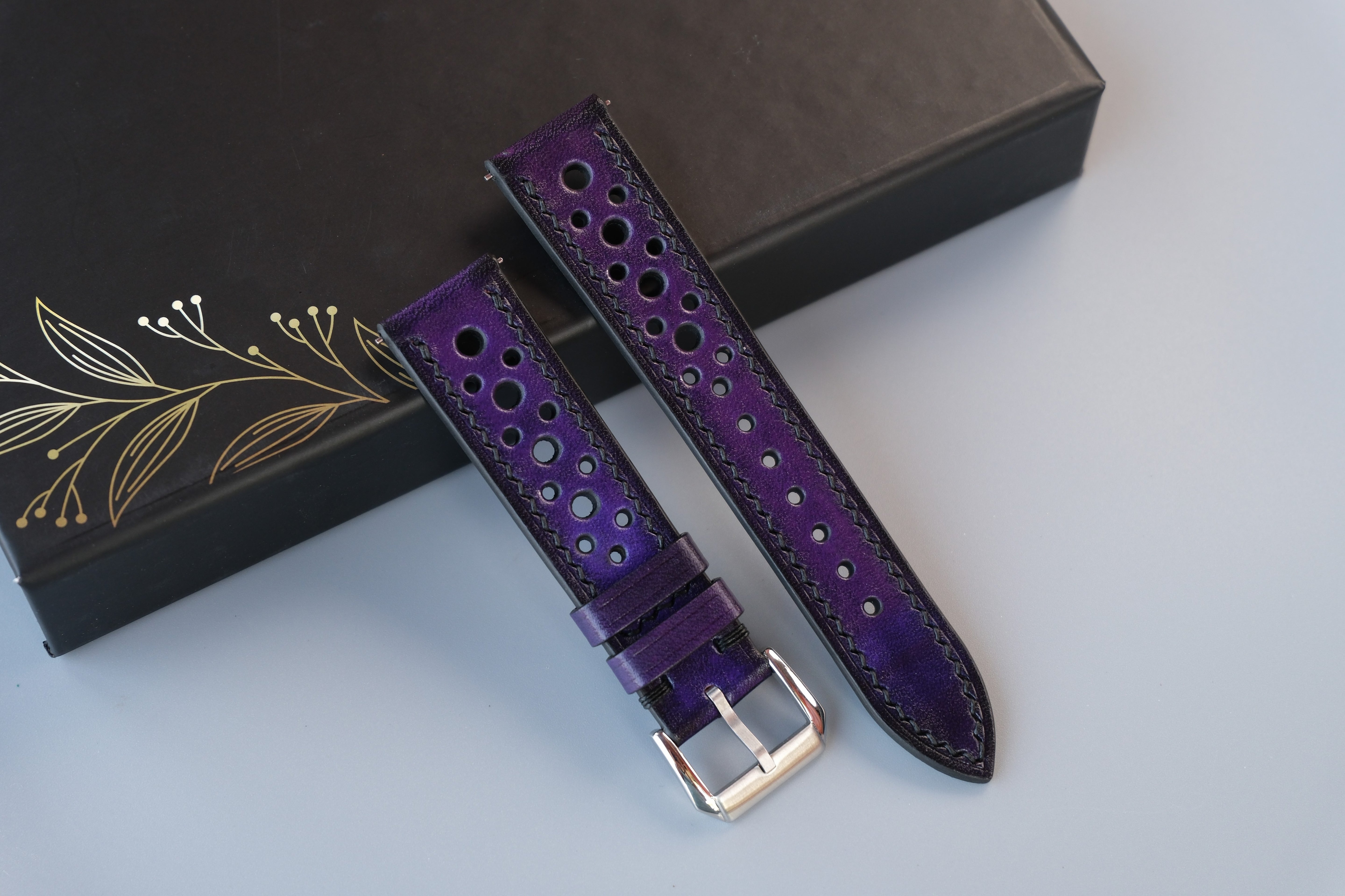 PATINA Purple Veg-Tan Leather Watch Strap