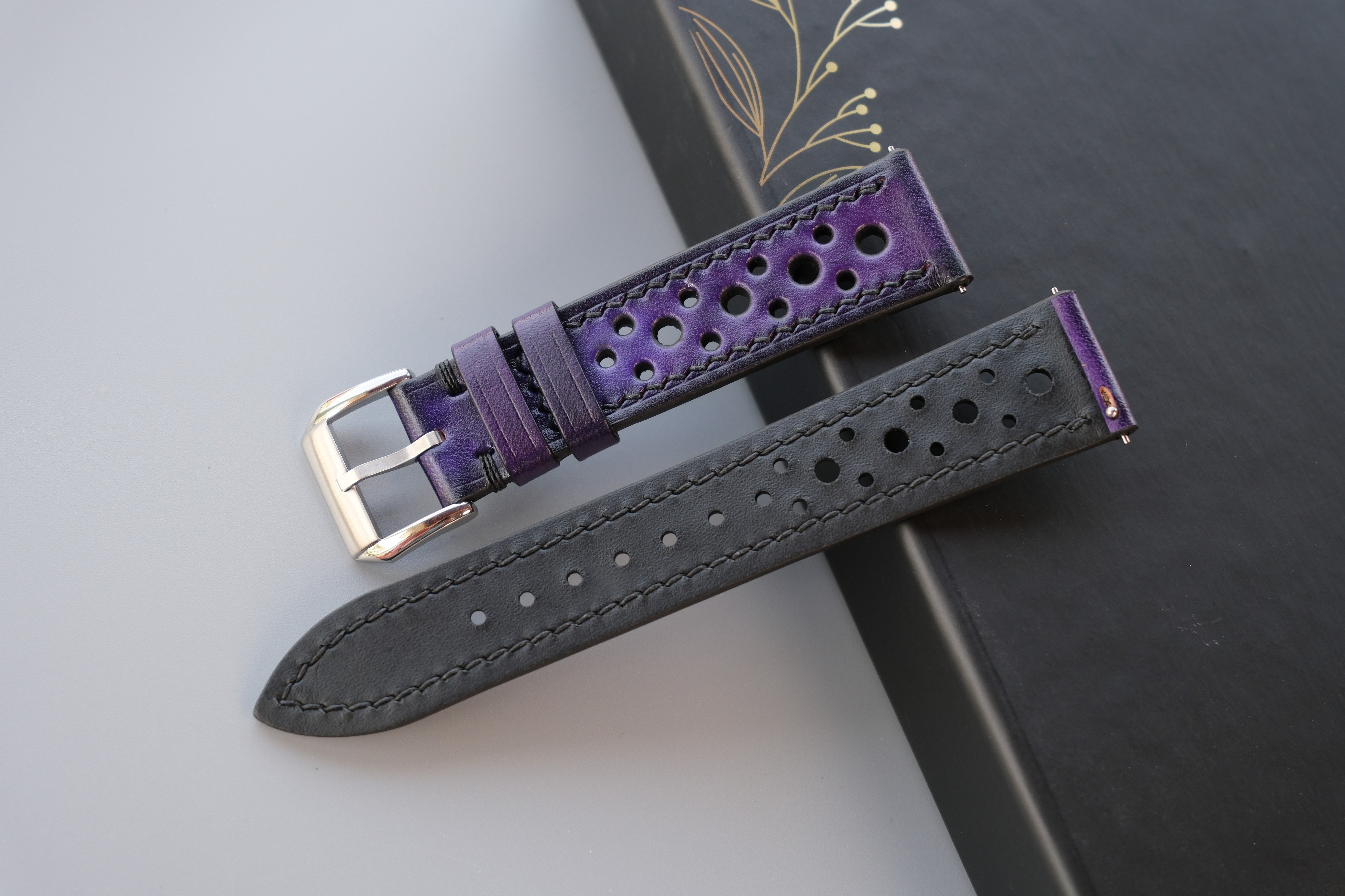 PATINA Purple Veg-Tan Leather Watch Strap