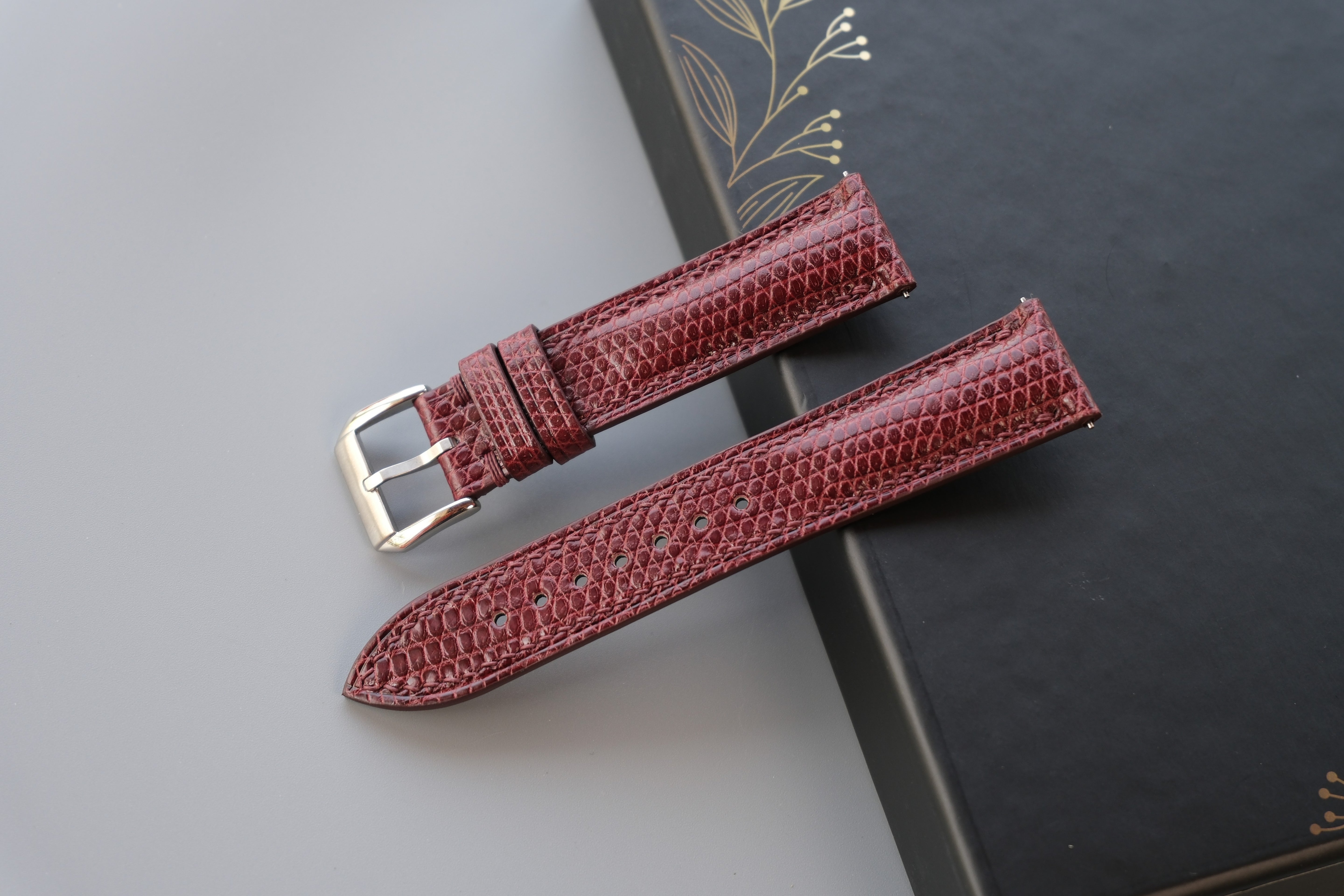 Burgundy Lizard Leather Watch Strap