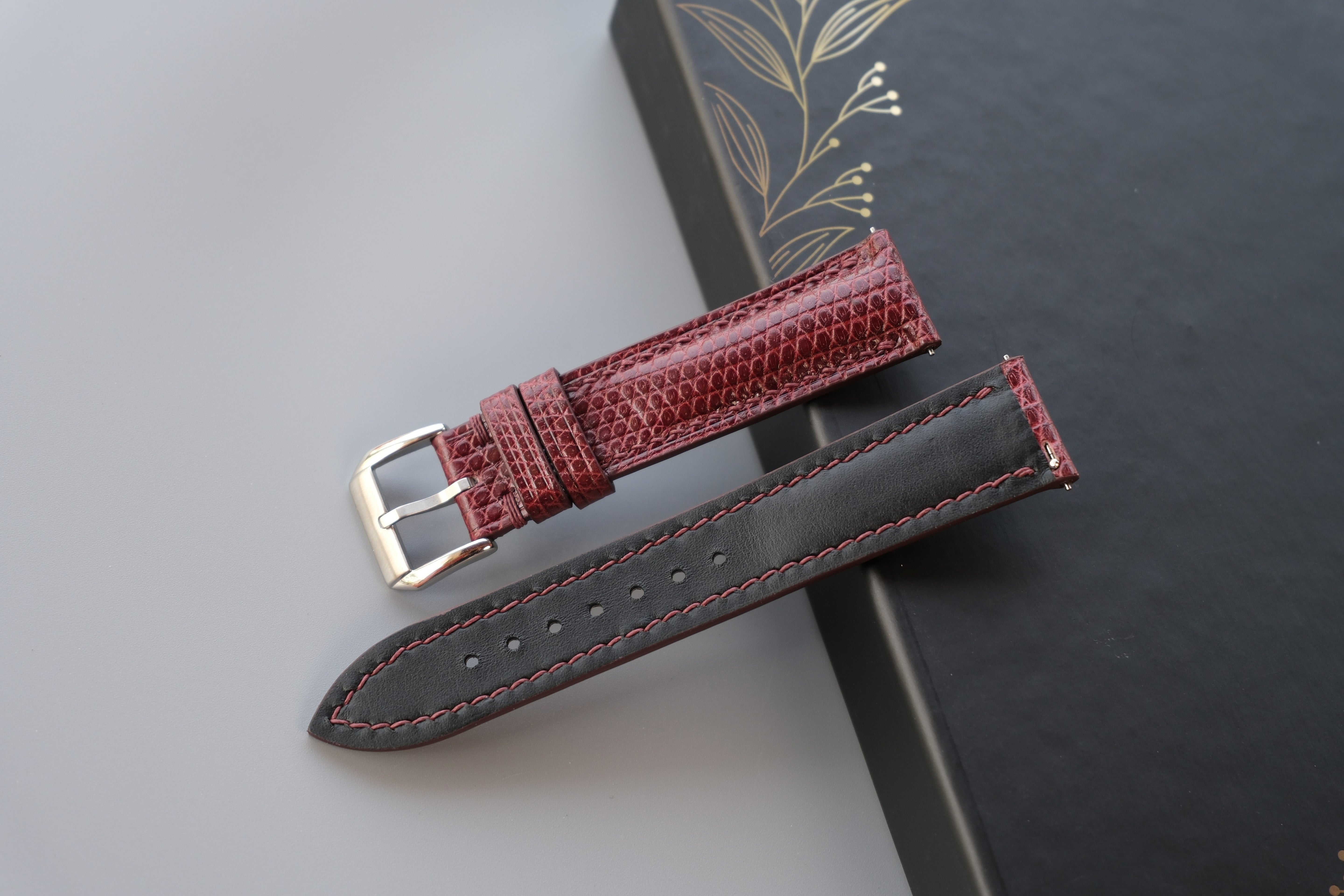 Burgundy Lizard Leather Watch Strap
