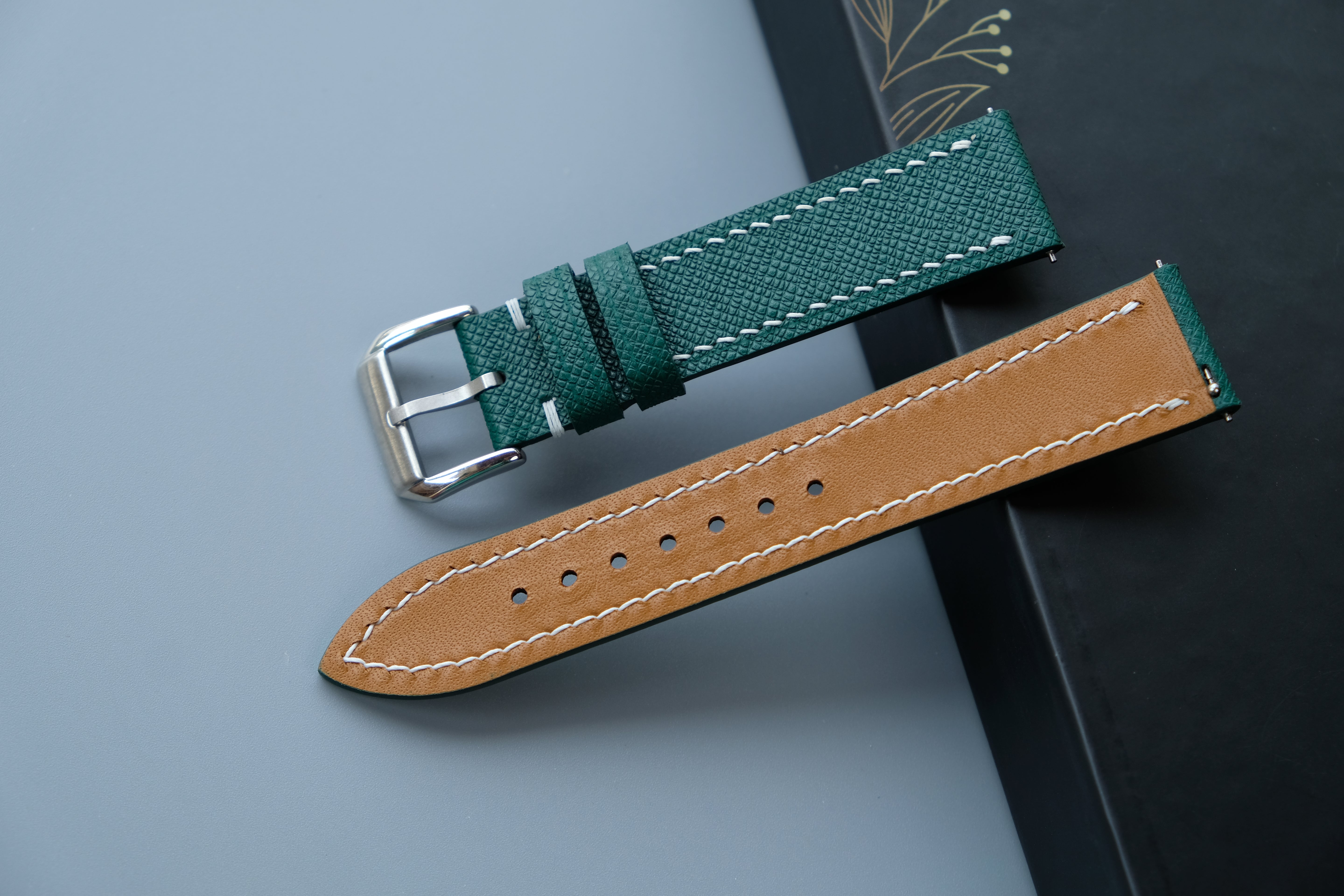 Green Taiga Leather Watch Strap – Custom Sizes 10mm to 26mm