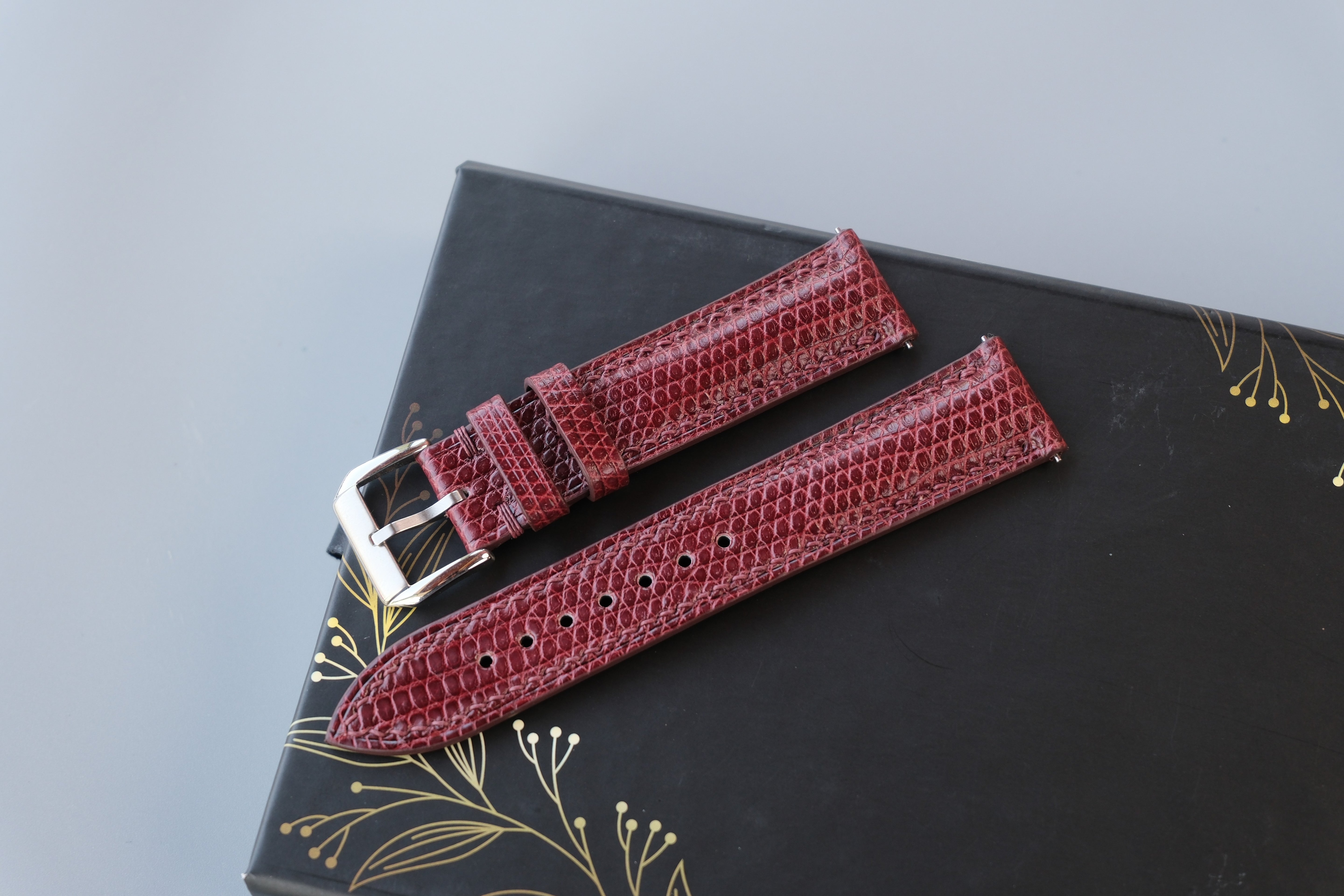 Burgundy Lizard Leather Watch Strap