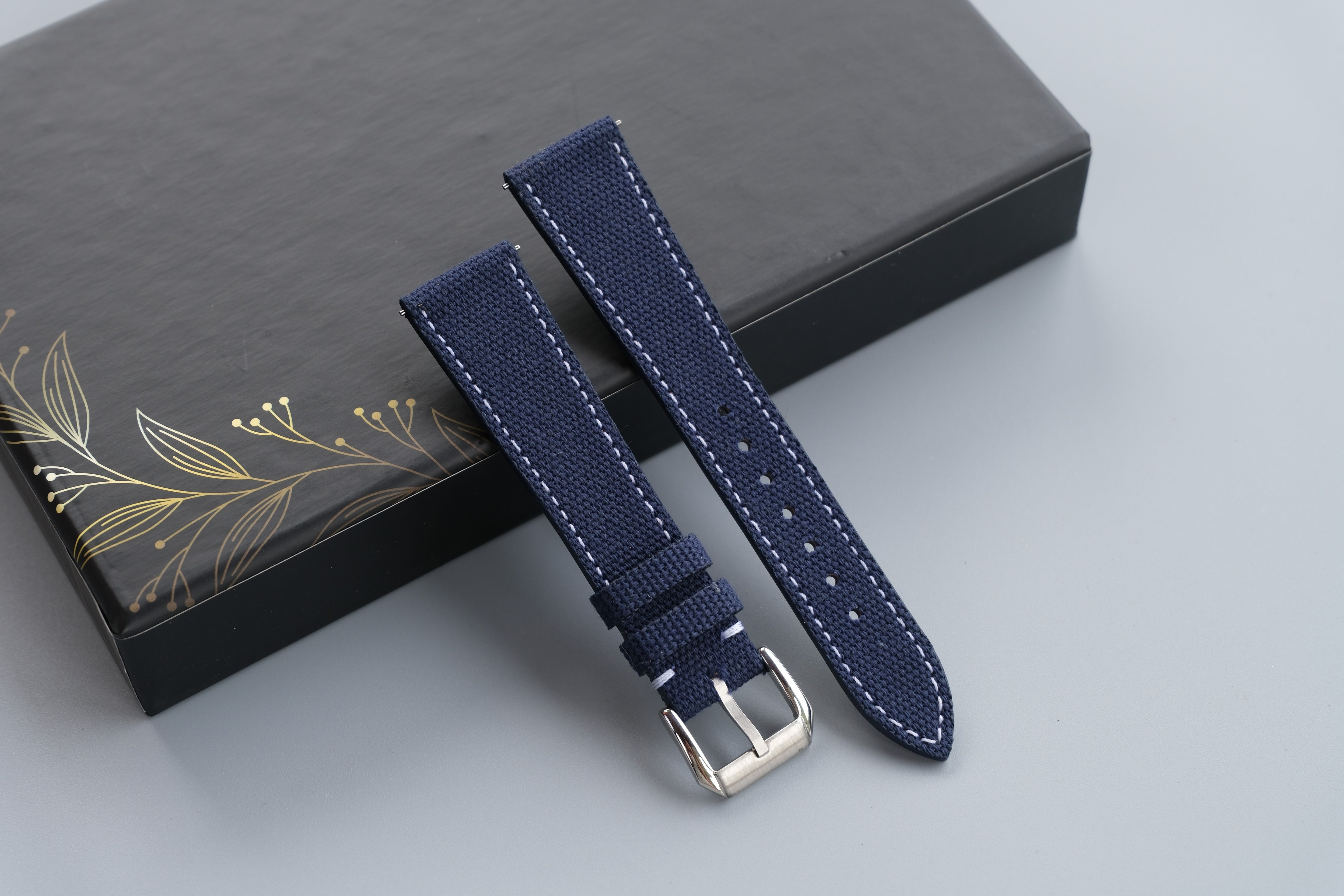 Slim Dark Blue Canvas Watch Strap