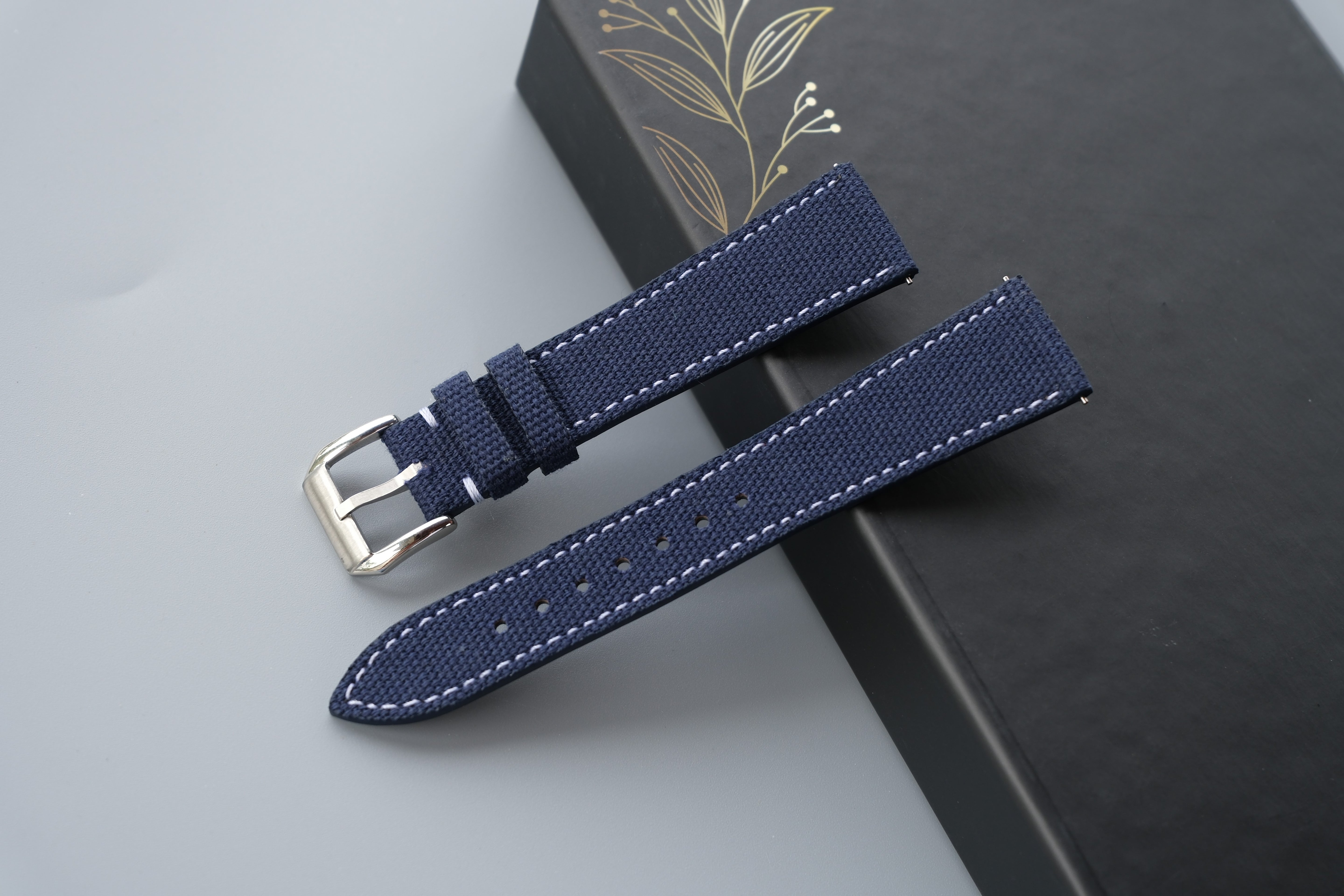 Slim Dark Blue Canvas Watch Strap