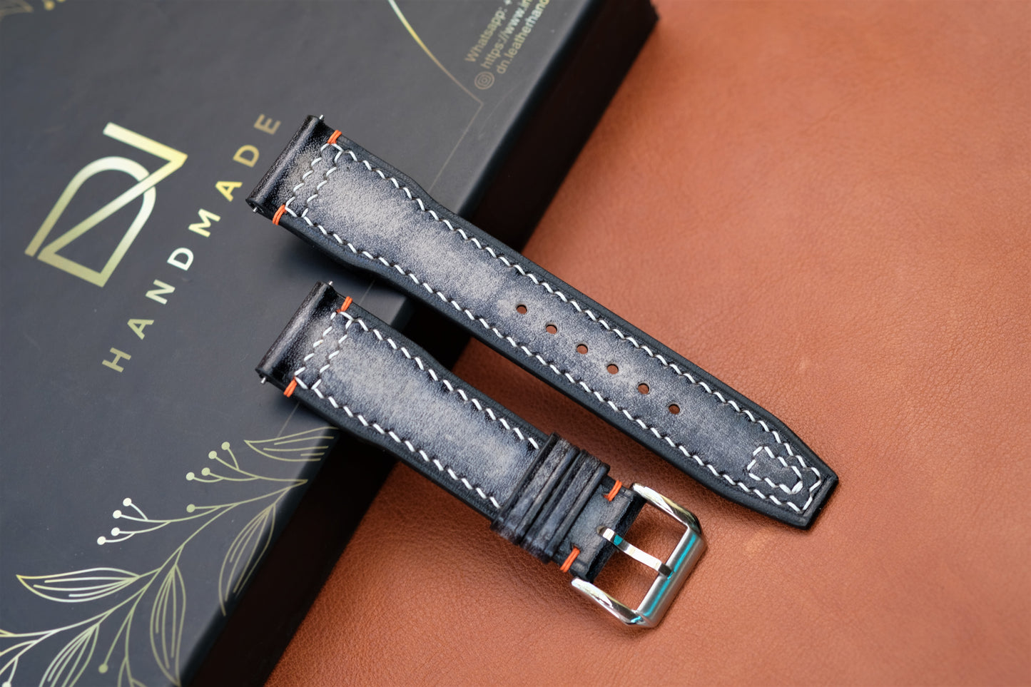 Gray Veg-Tan Leather Watch Strap